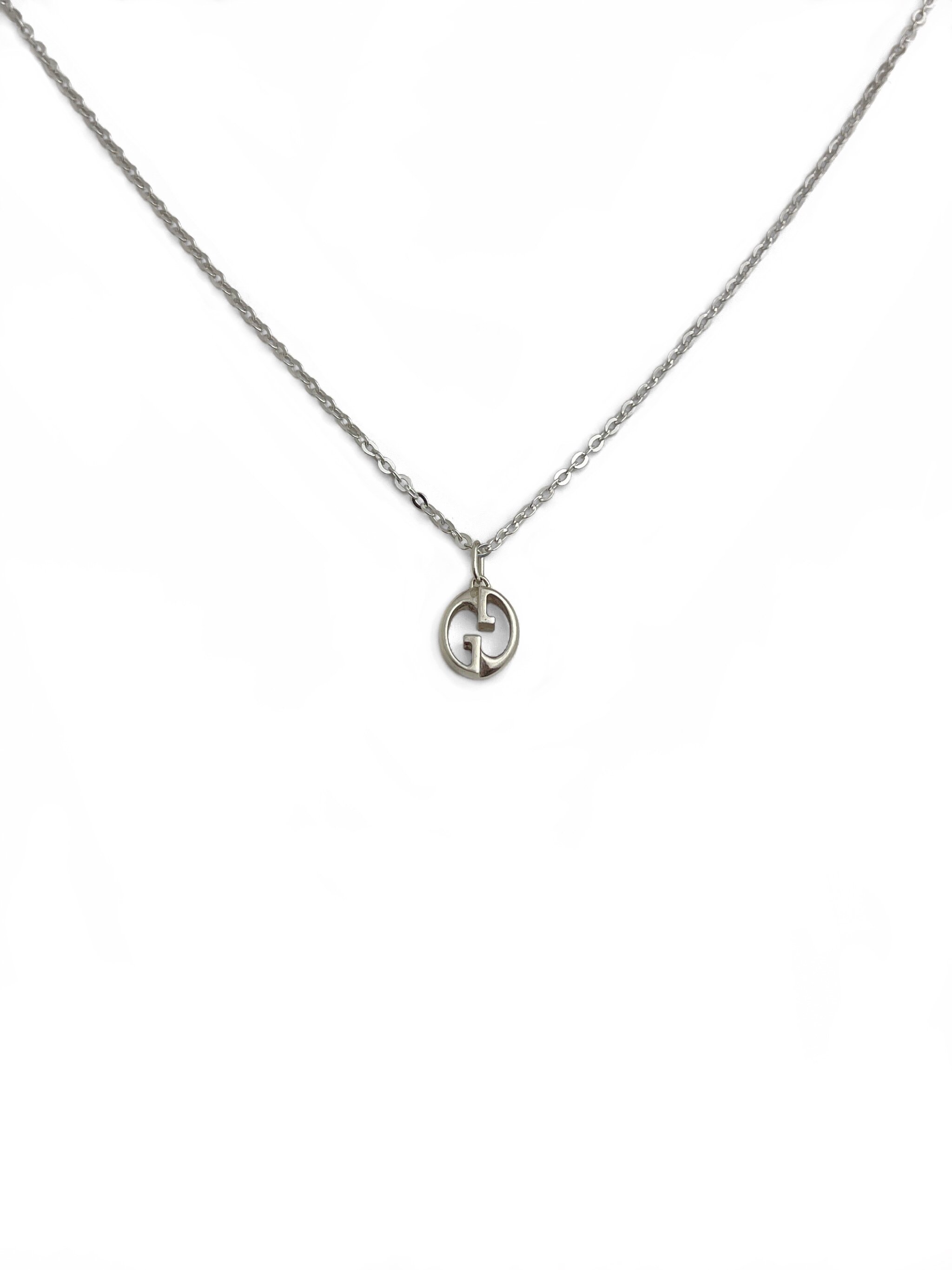 Authentic Gucci Repurposed Silver Mini Circle Logo Necklace