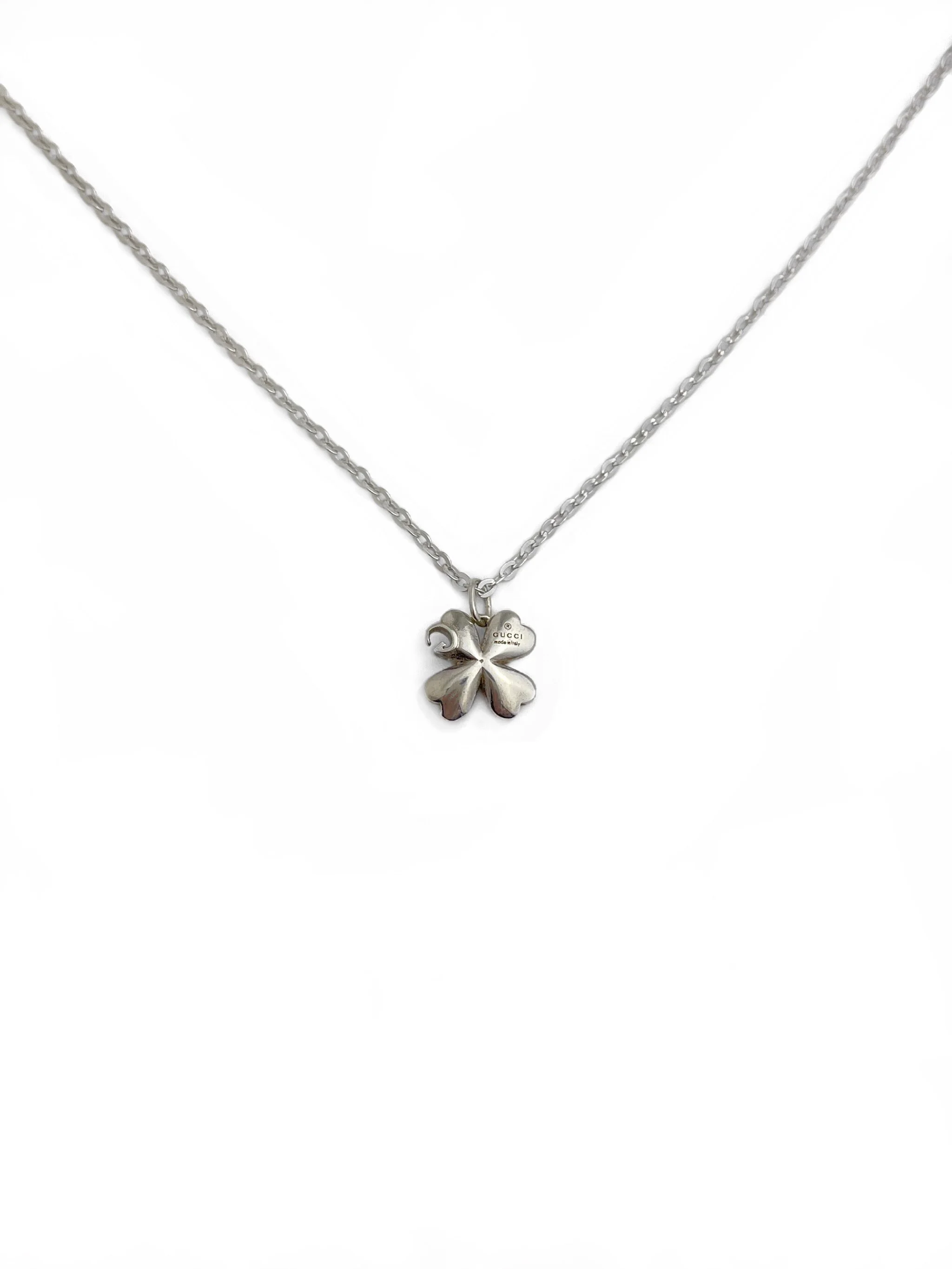Authentic Gucci Repurposed Silver Mini Clover Necklace