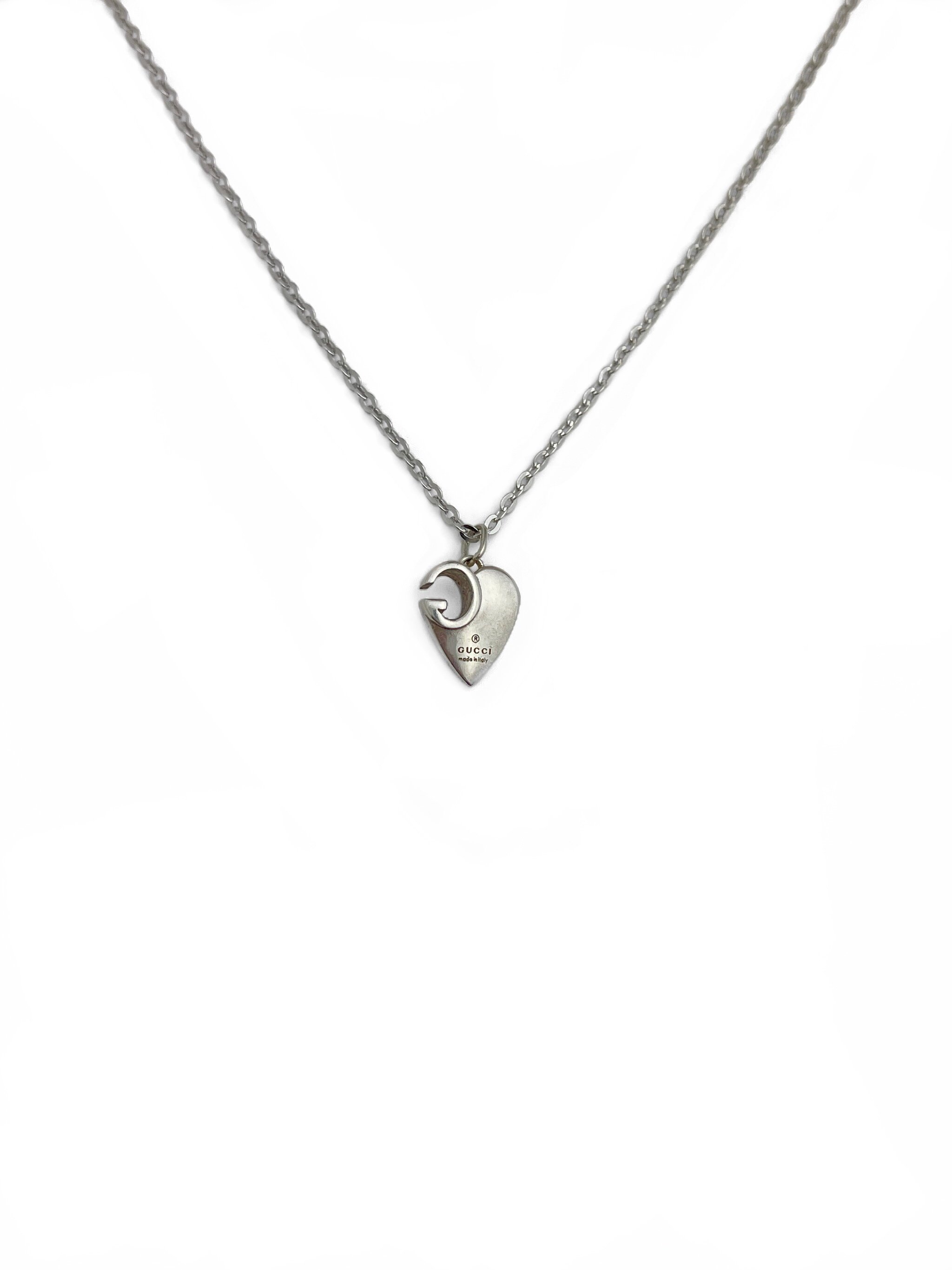 Authentic Gucci Repurposed Silver Mini Cut Out Heart Necklace