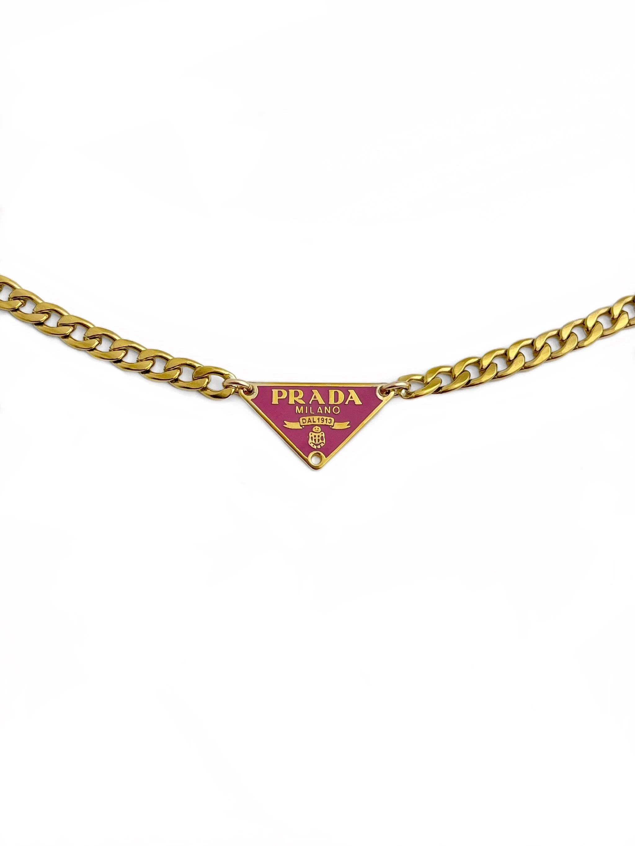 Authentic Prada Vintage Small Pink Chunky Necklace