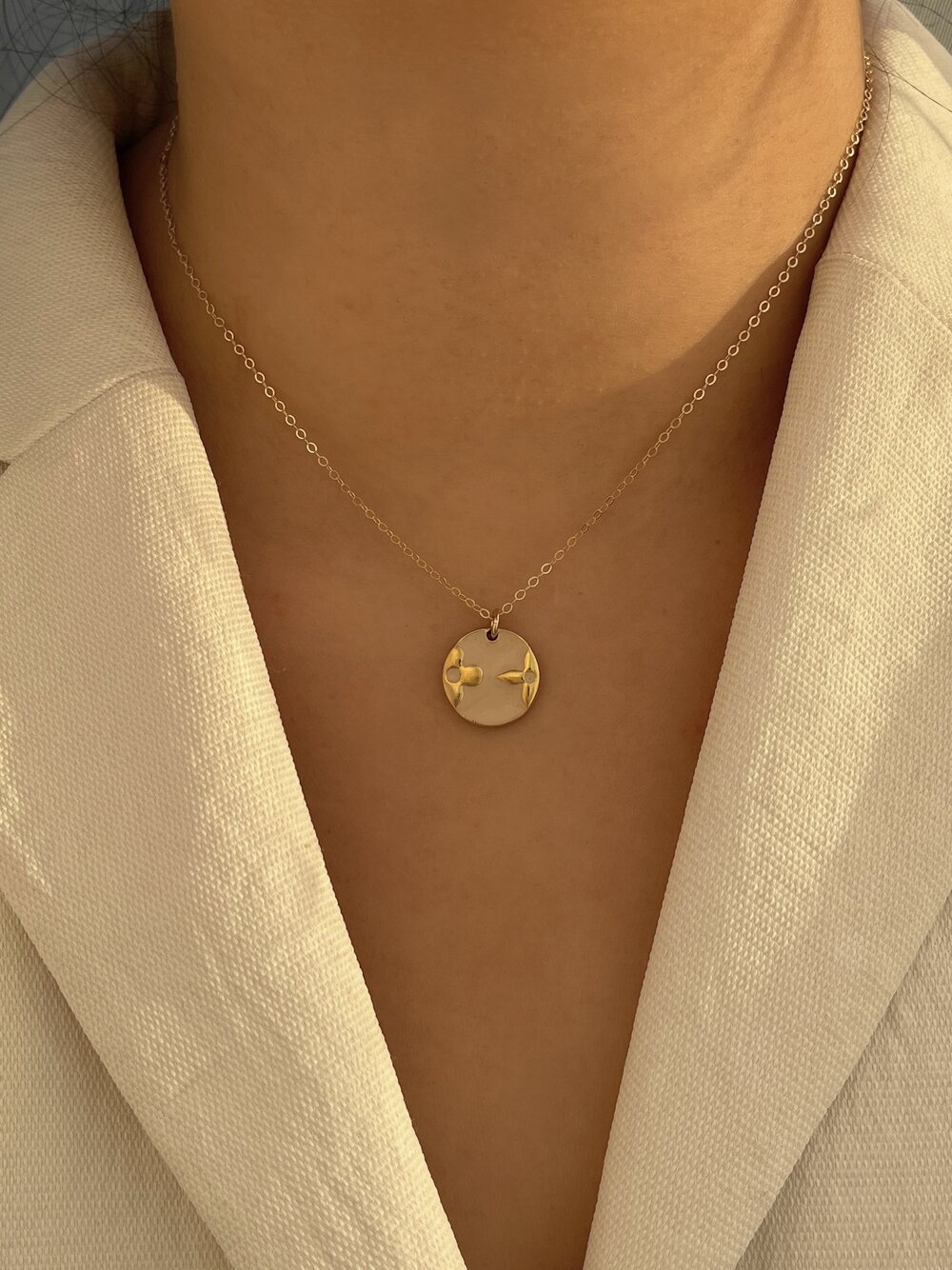 Authentic Louis Vuitton Repurposed Beige Gold Miss LV Necklace