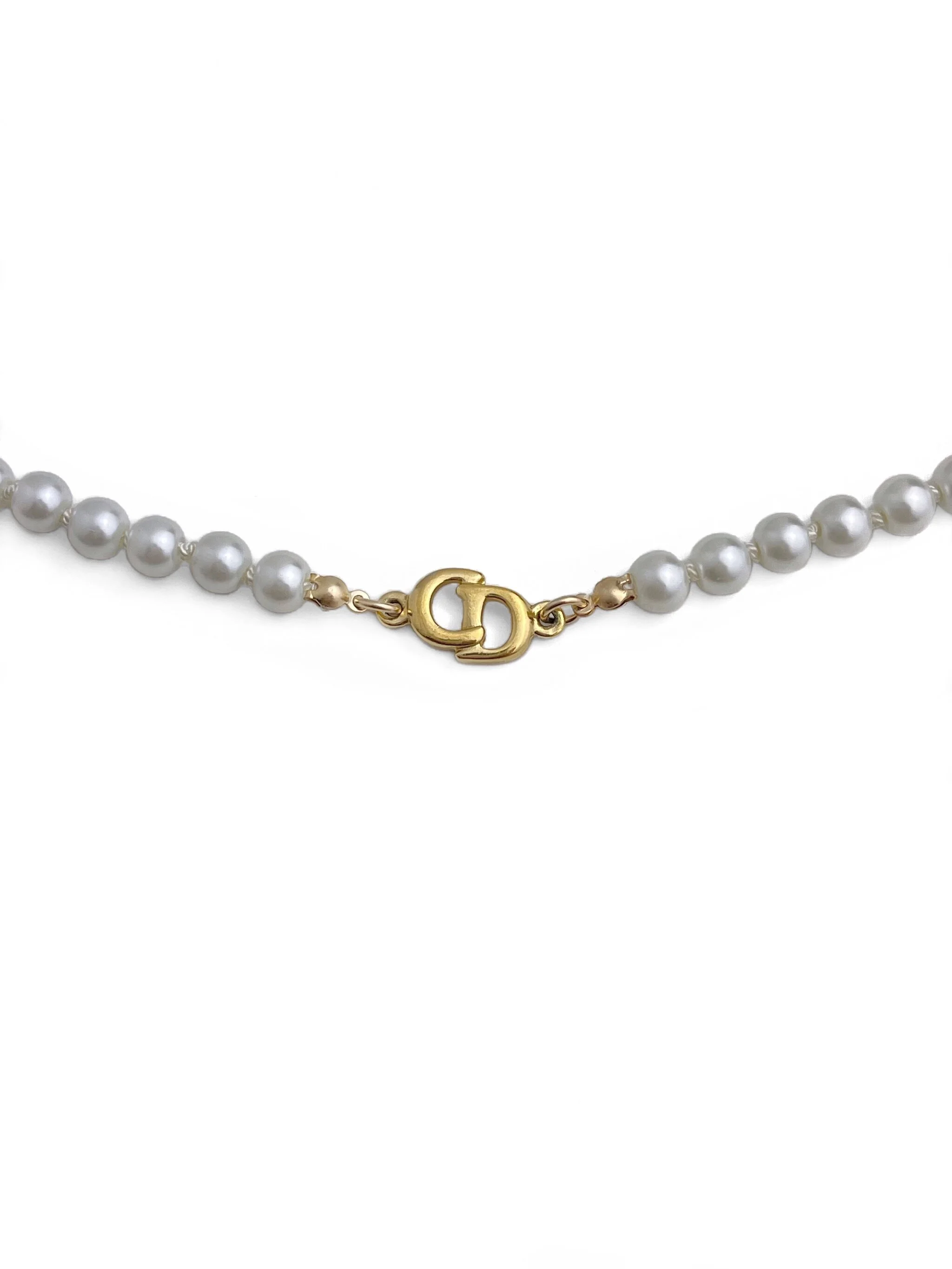 Authentic Vintage Dior CD Initial Pearl Necklace