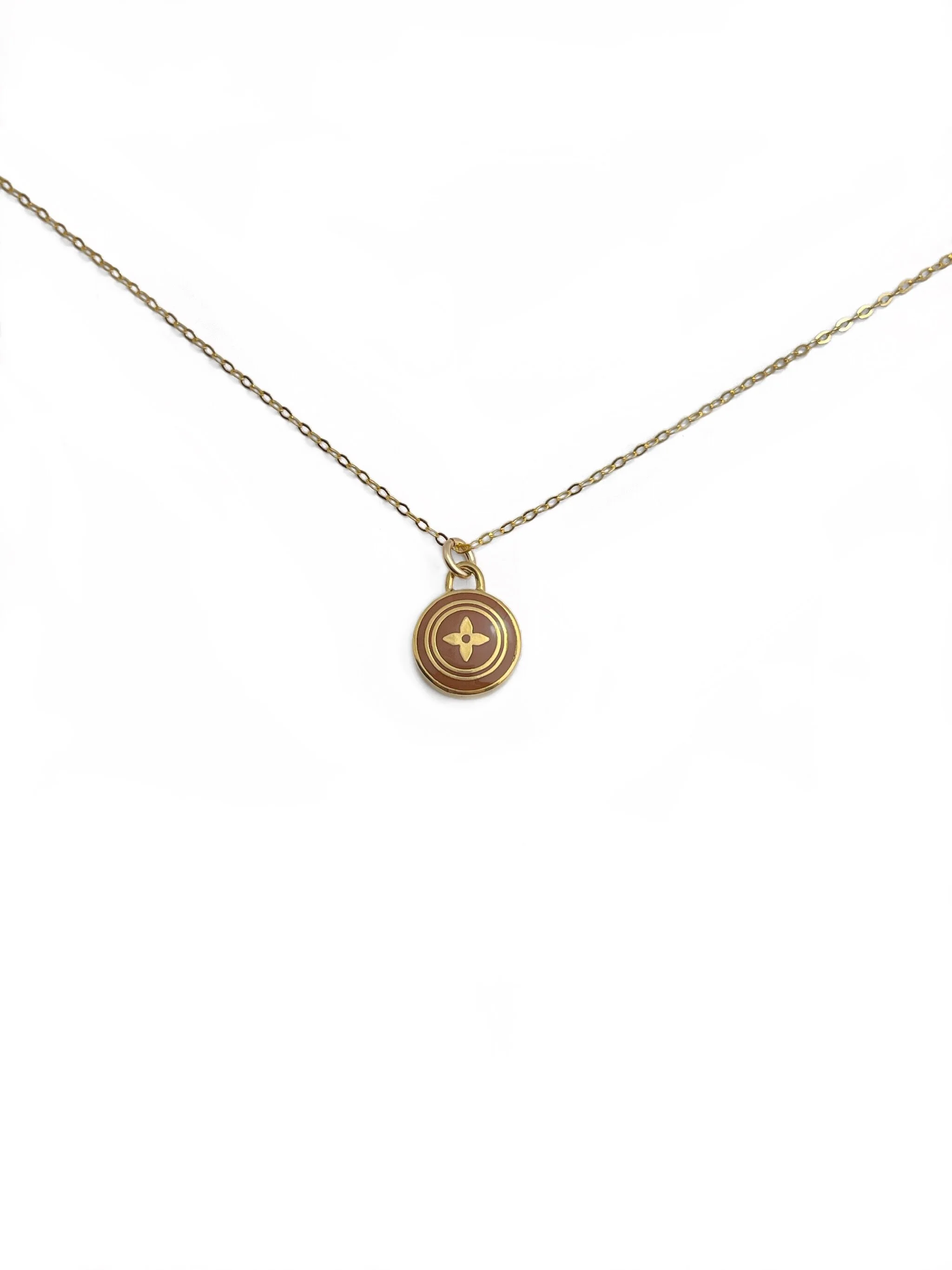 Authentic Louis Vuitton Repurposed Chocolate Pastilles Flower Necklace