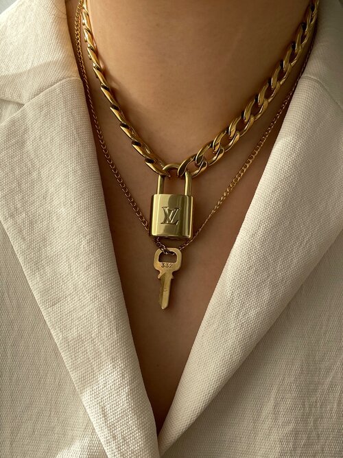 Louis Vuitton, Jewelry, Repurposed Aunthentic Louis Vuitton Padlock With  New Stainless Steel Necklace