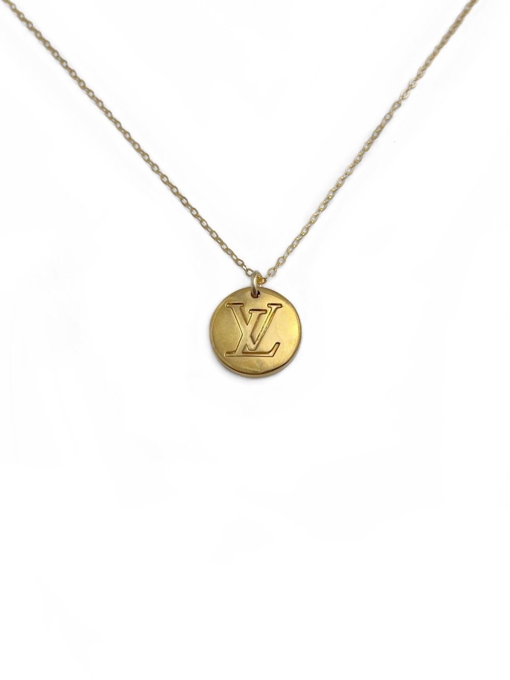 Authentic Louis Vuitton Repurposed Beige Gold Miss LV Necklace