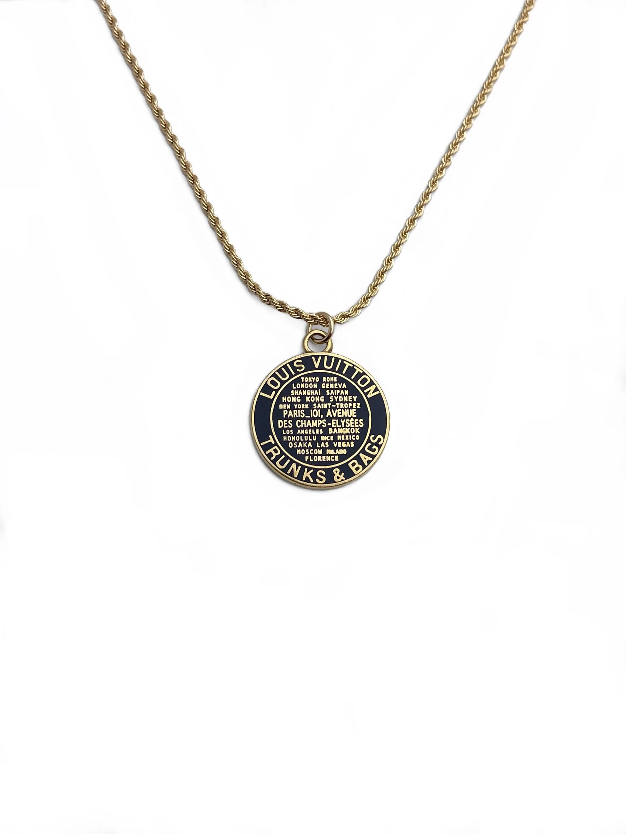Authentic Louis Vuitton Repurposed Small Black Trunks & Bags Necklace