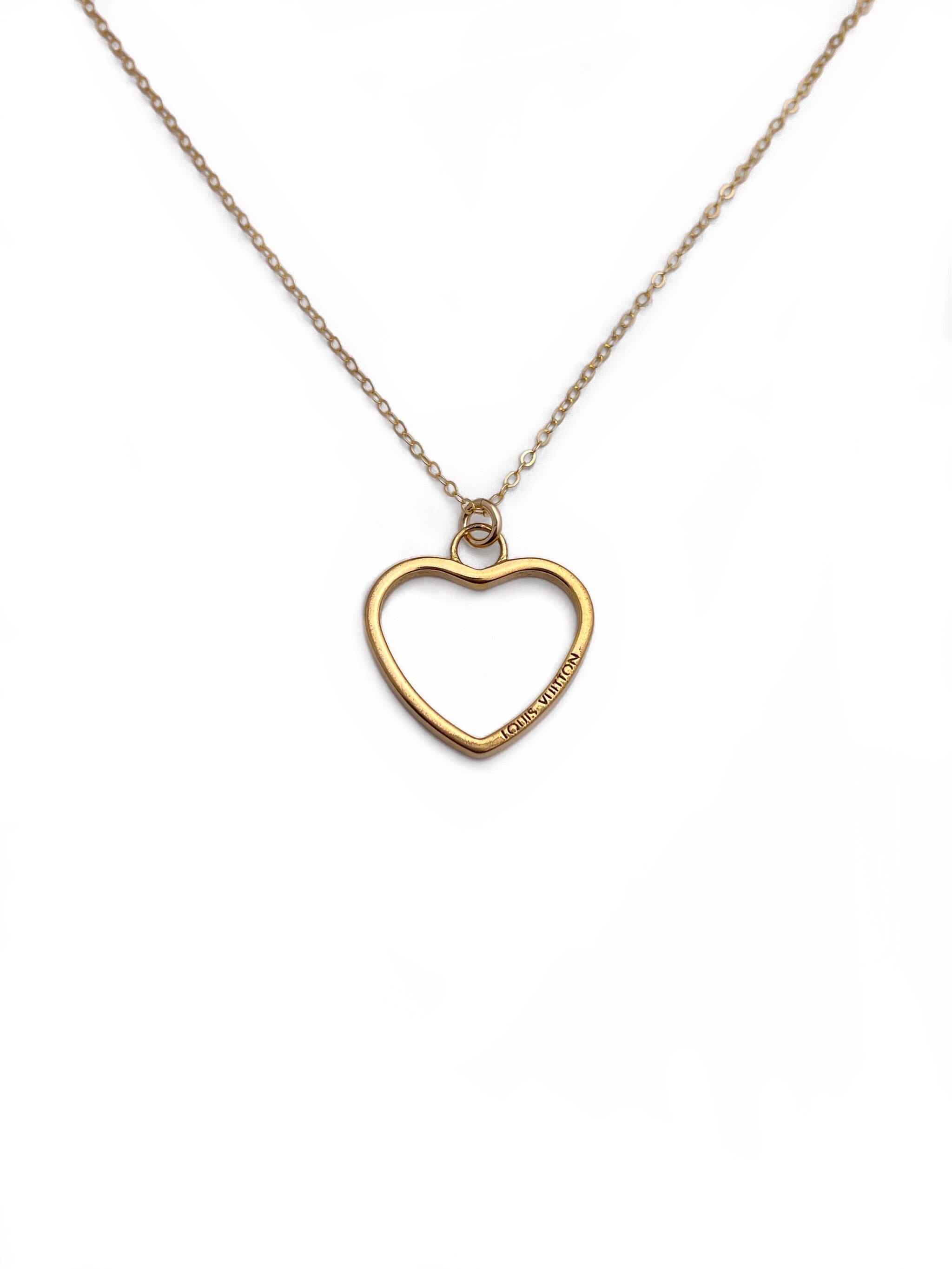 Authentic Louis Vuitton Repurposed Small Hollow Heart Necklace