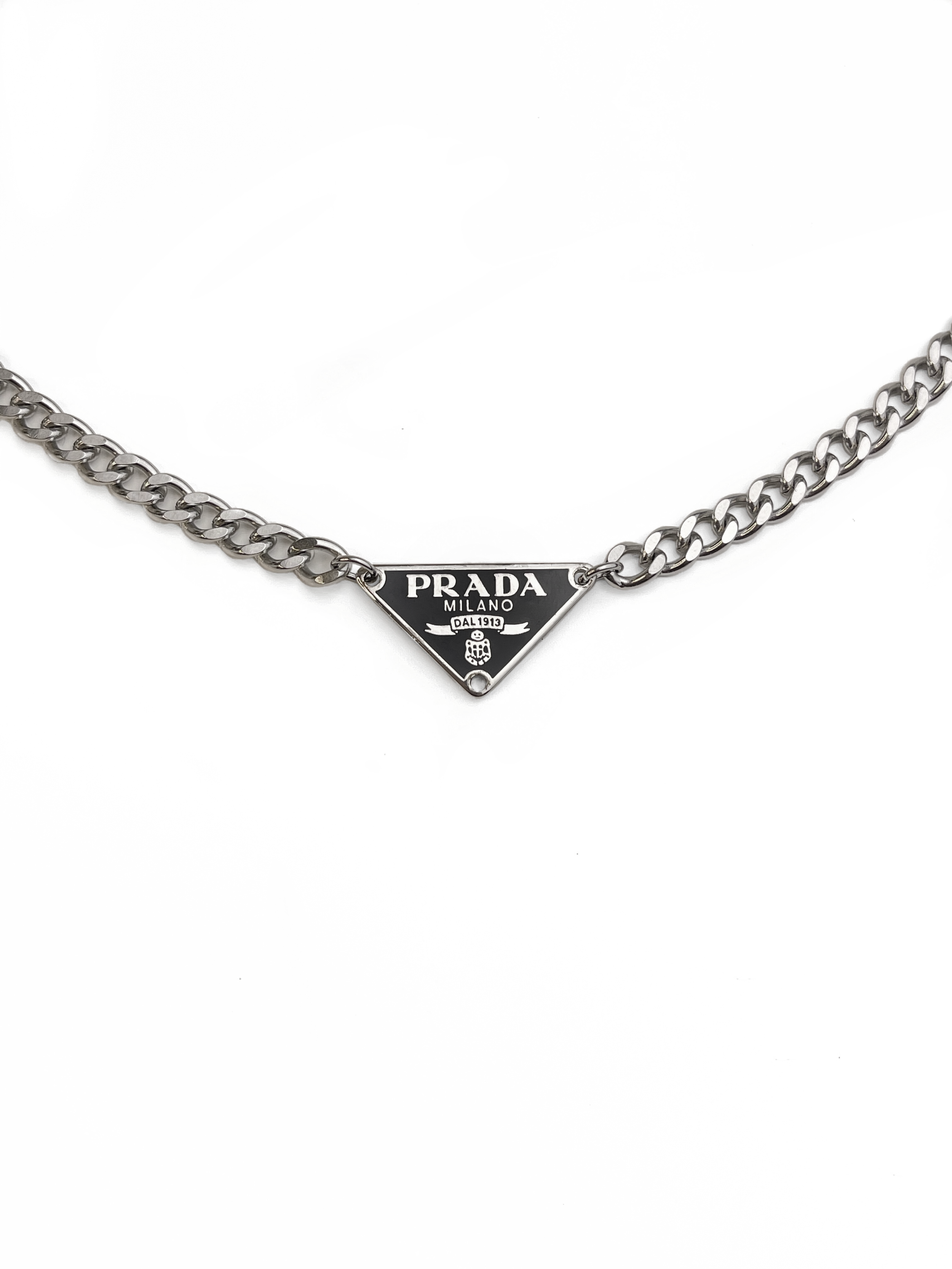 Authentic Prada Repurposed Small Black Chunky Necklace