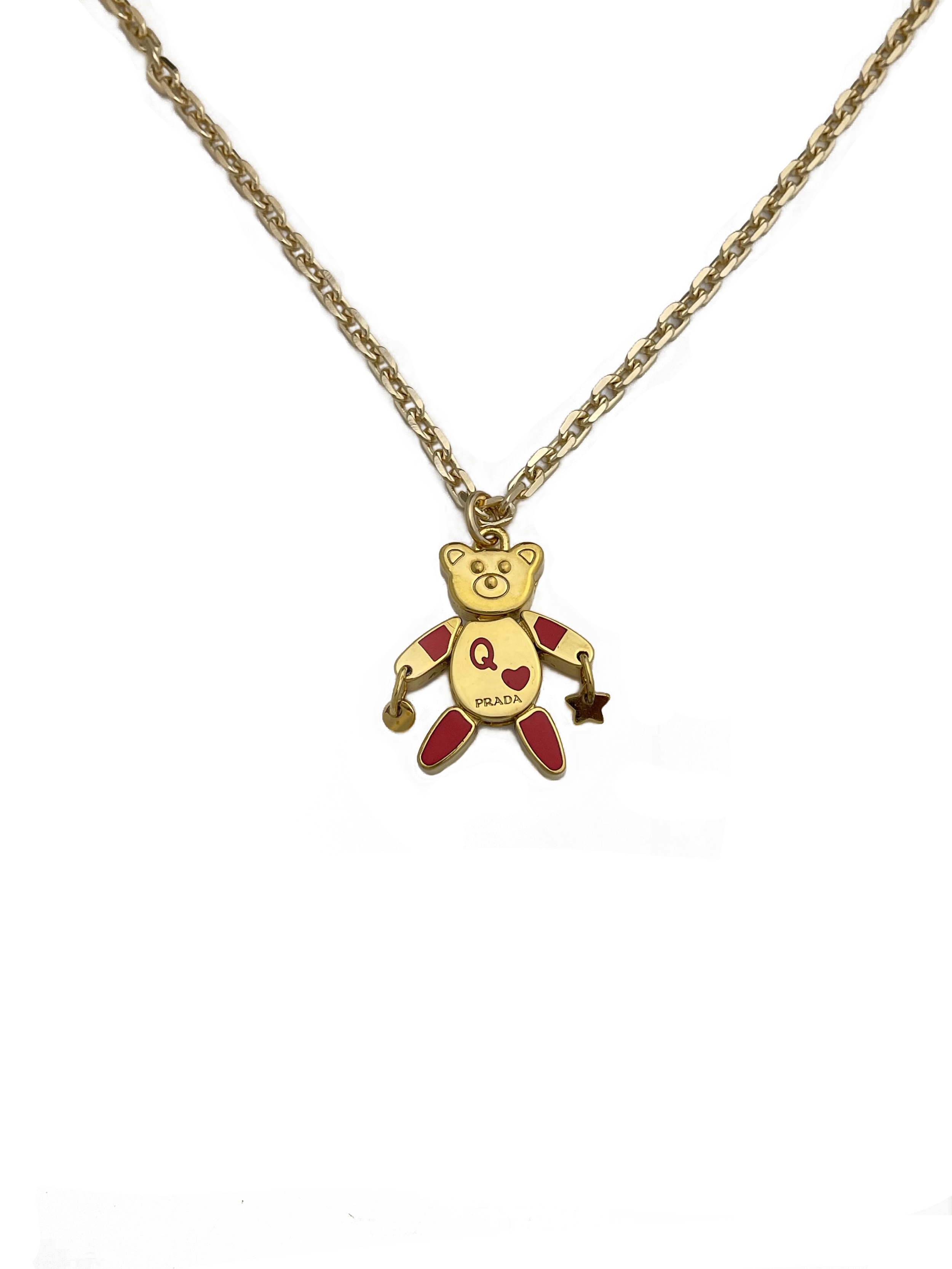 Authentic Prada Repurposed Small Bear Pendant Necklace