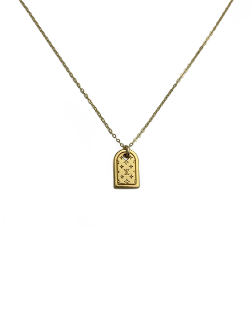 Louis Vuitton Dog Tag White Gold Pendant Necklace