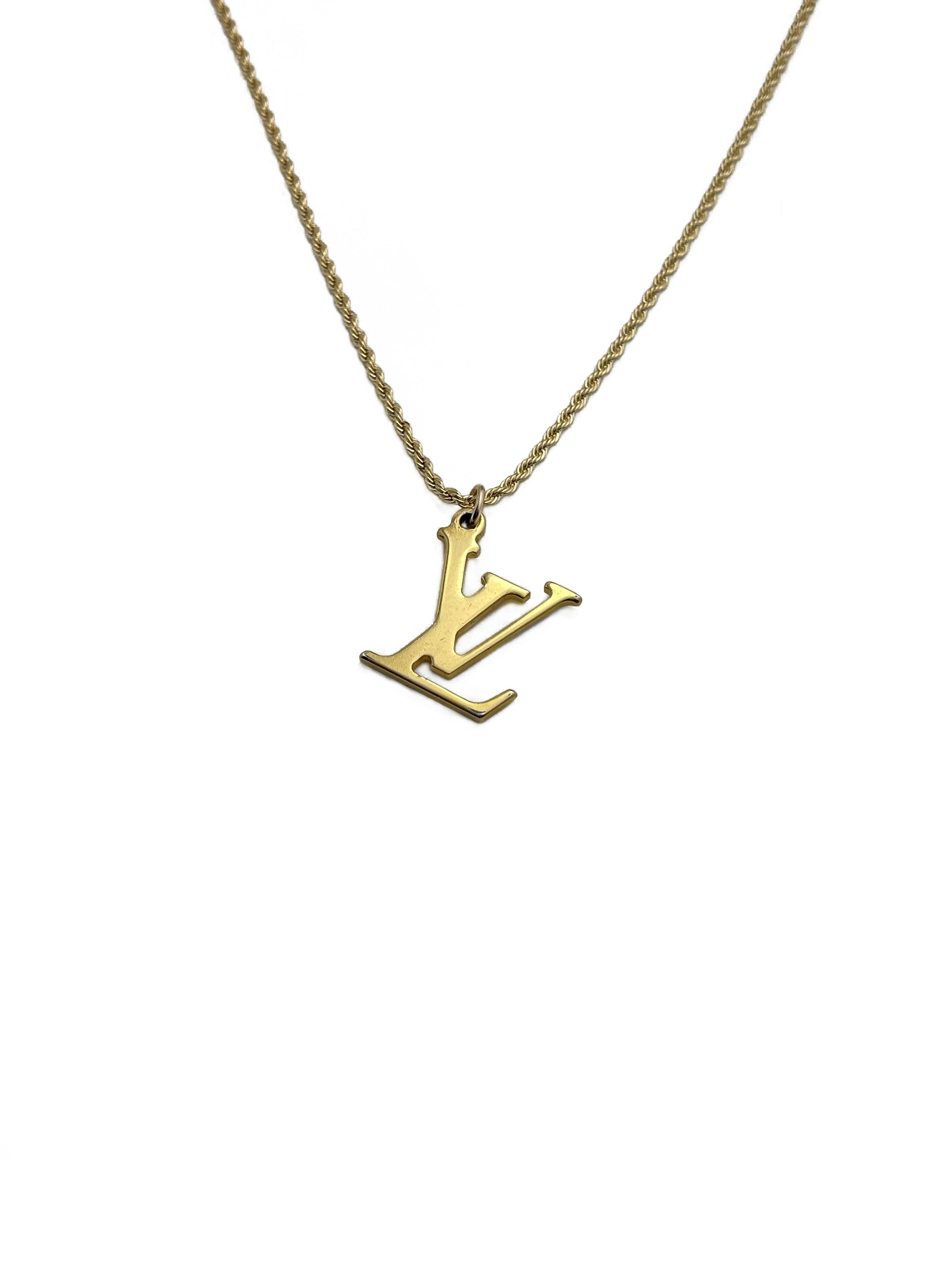 Authentic Louis Vuitton Repurposed Large Logo Necklace