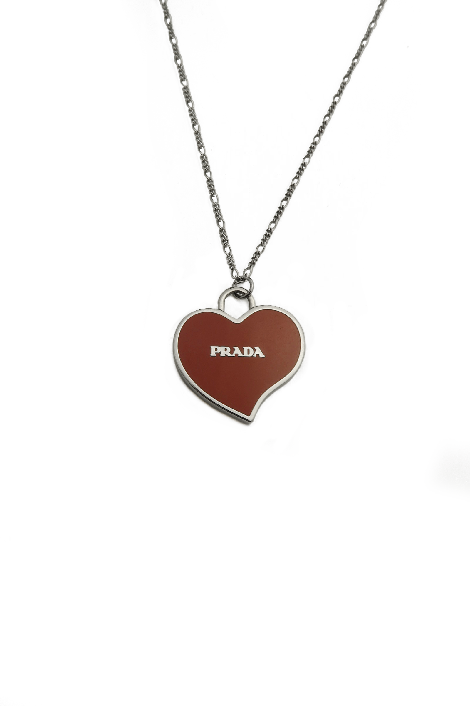 Prada+silver+red+heart+necklace+wbg