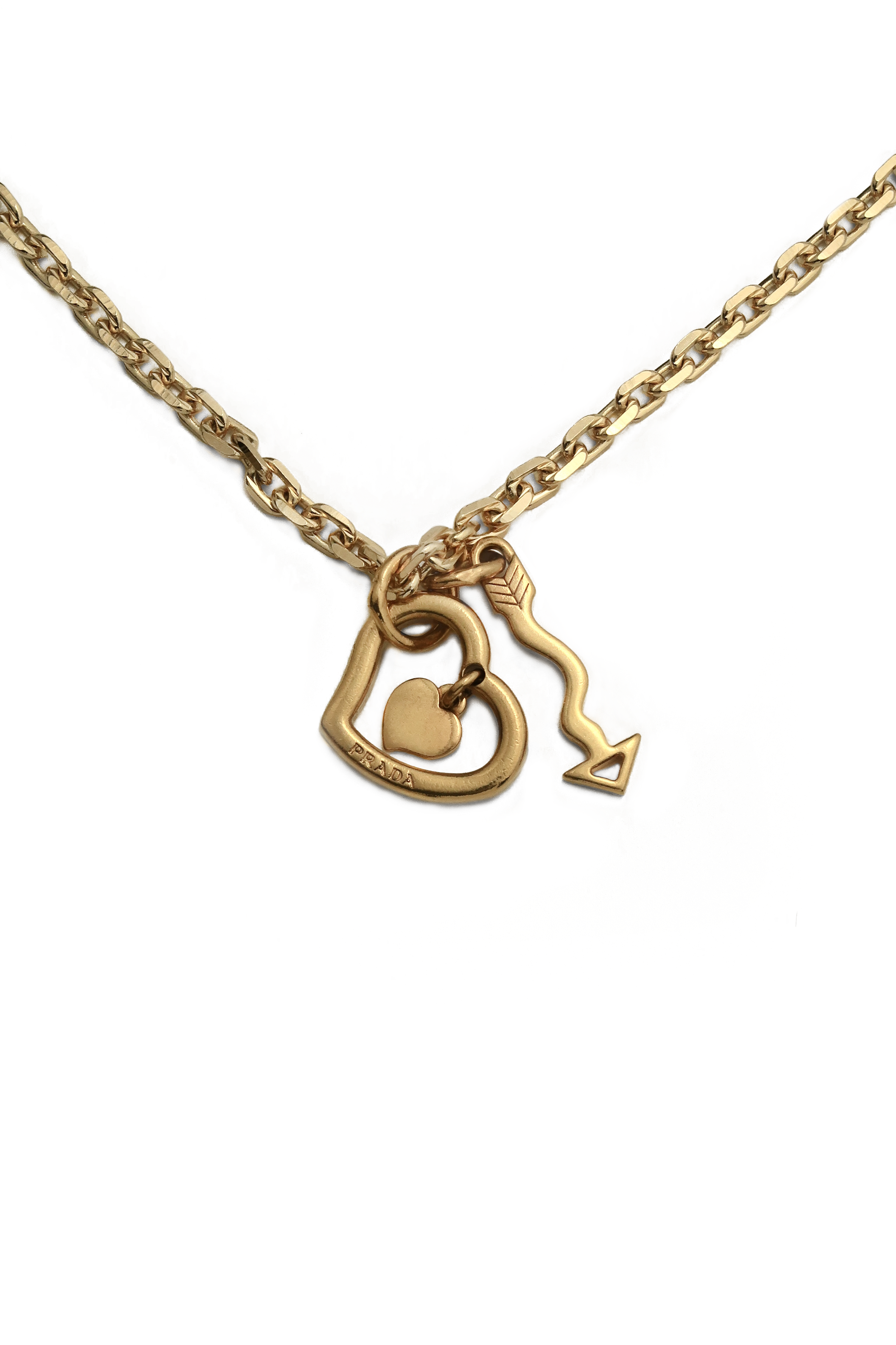 Authentic Prada Repurposed Arrow Heart Pendant Necklace