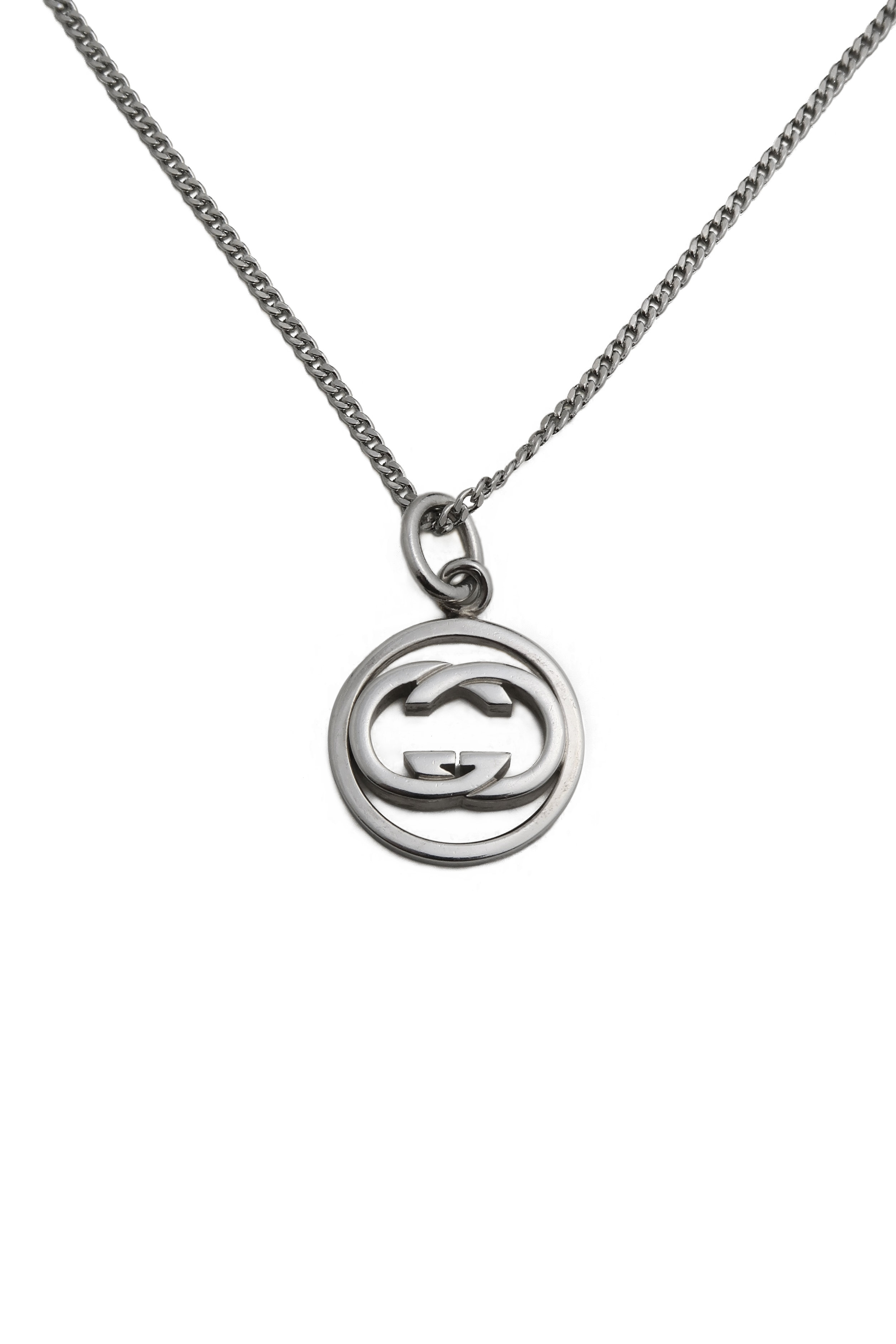 Authentic Gucci Repurposed Silver Circle Logo Necklace