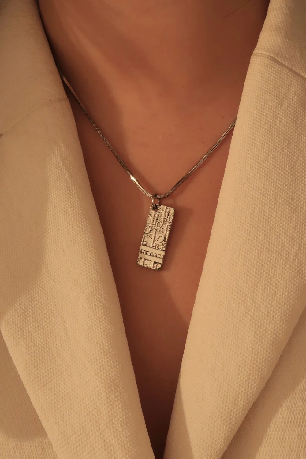 Authentic Vintage Dior Oblique Silver Trotter Necklace