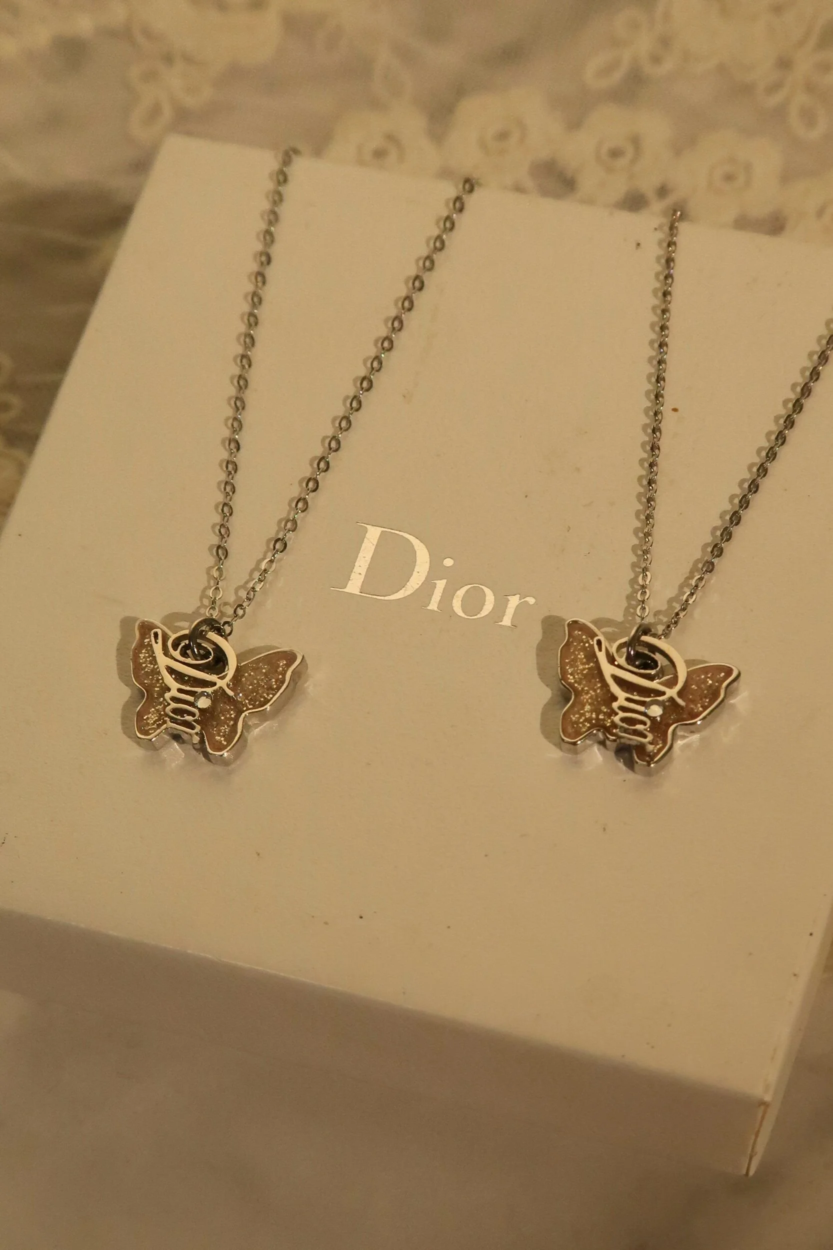 Dior butterfly cheap necklace