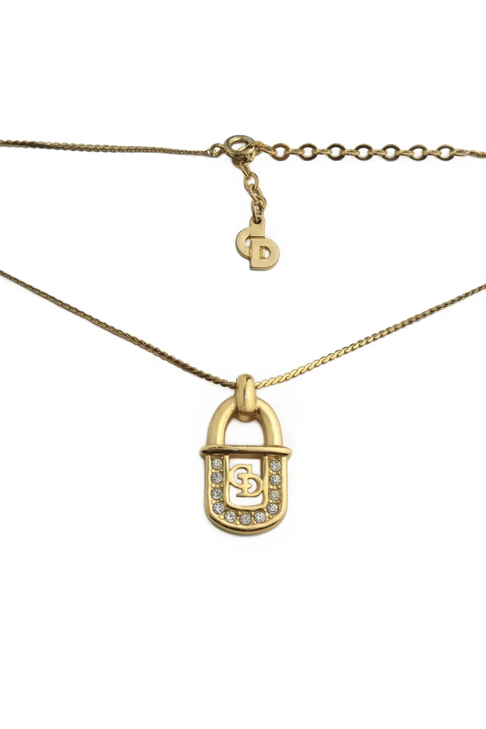 Crystal Pendant Dior Gold Padlock Necklace Chain Necklace Dior