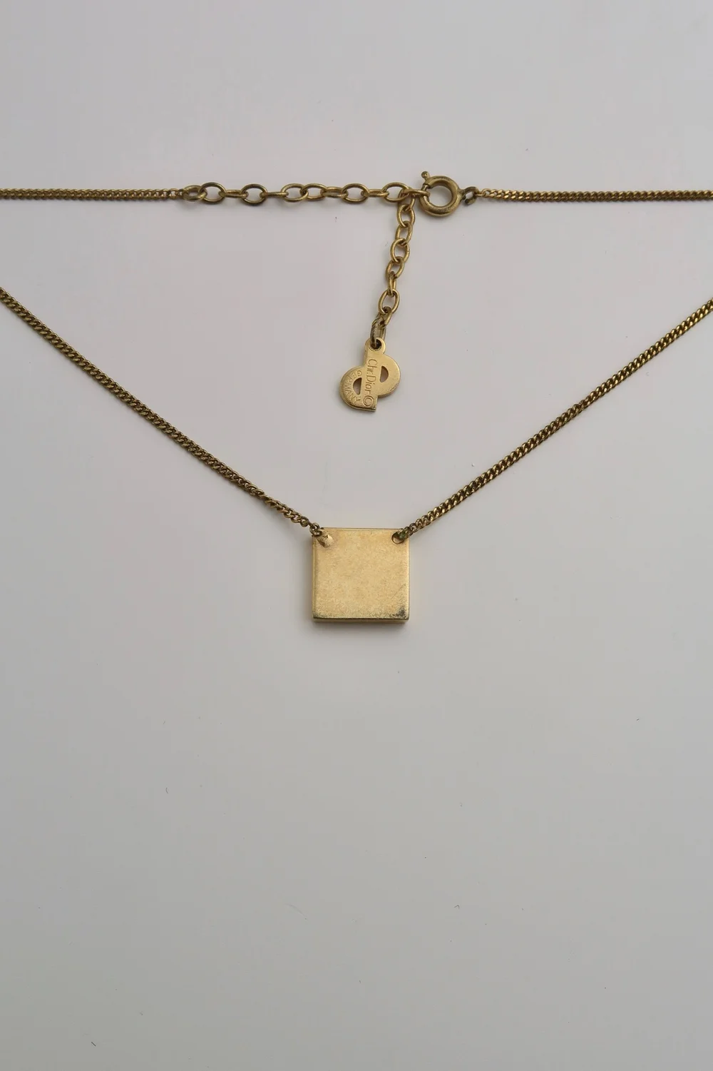 Authentic Vintage Dior Gold Square Pendant Necklace — LUXE