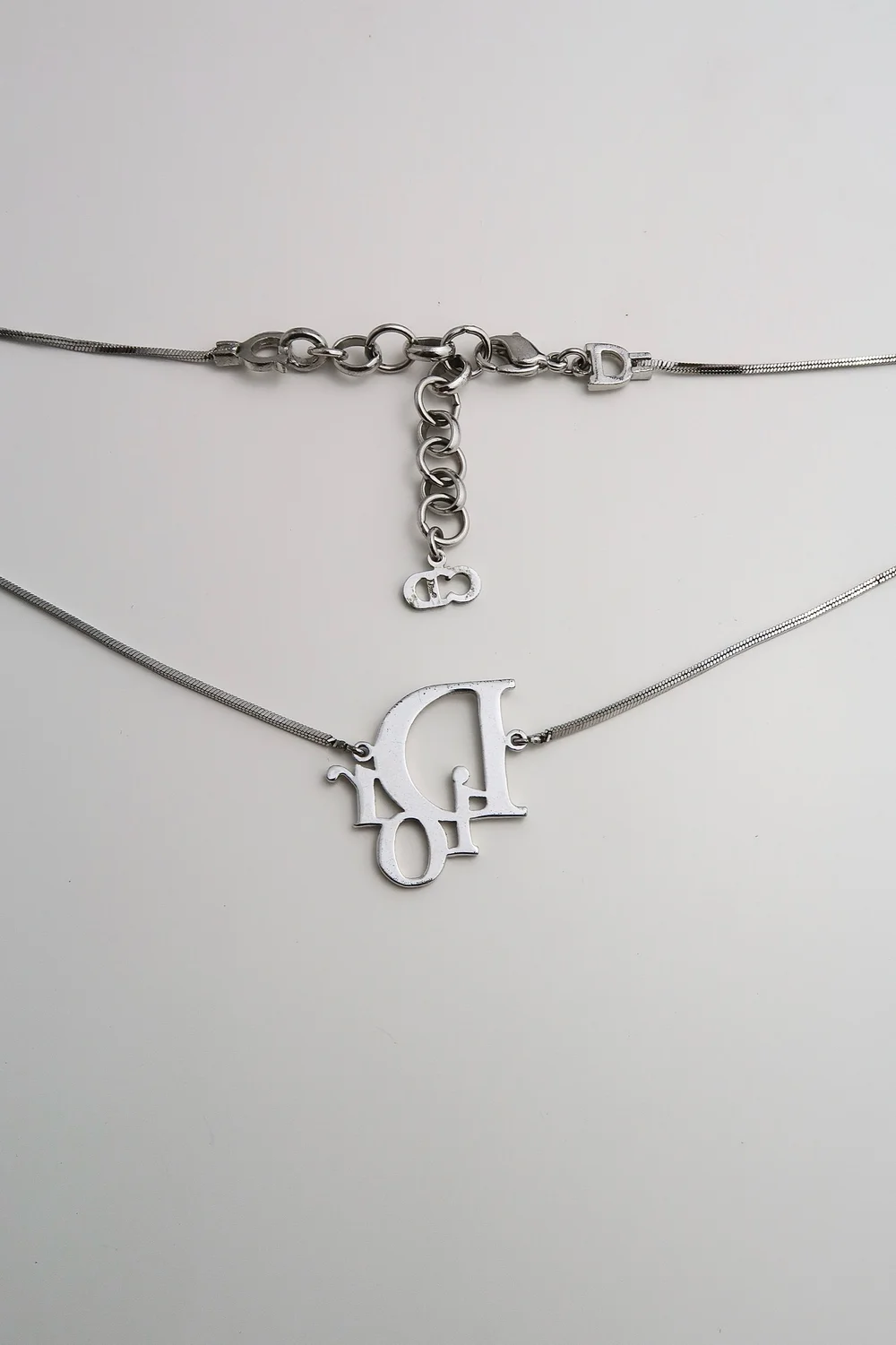 Authentic Dior Vintage Silver Logo Necklace — LUXE Reworked