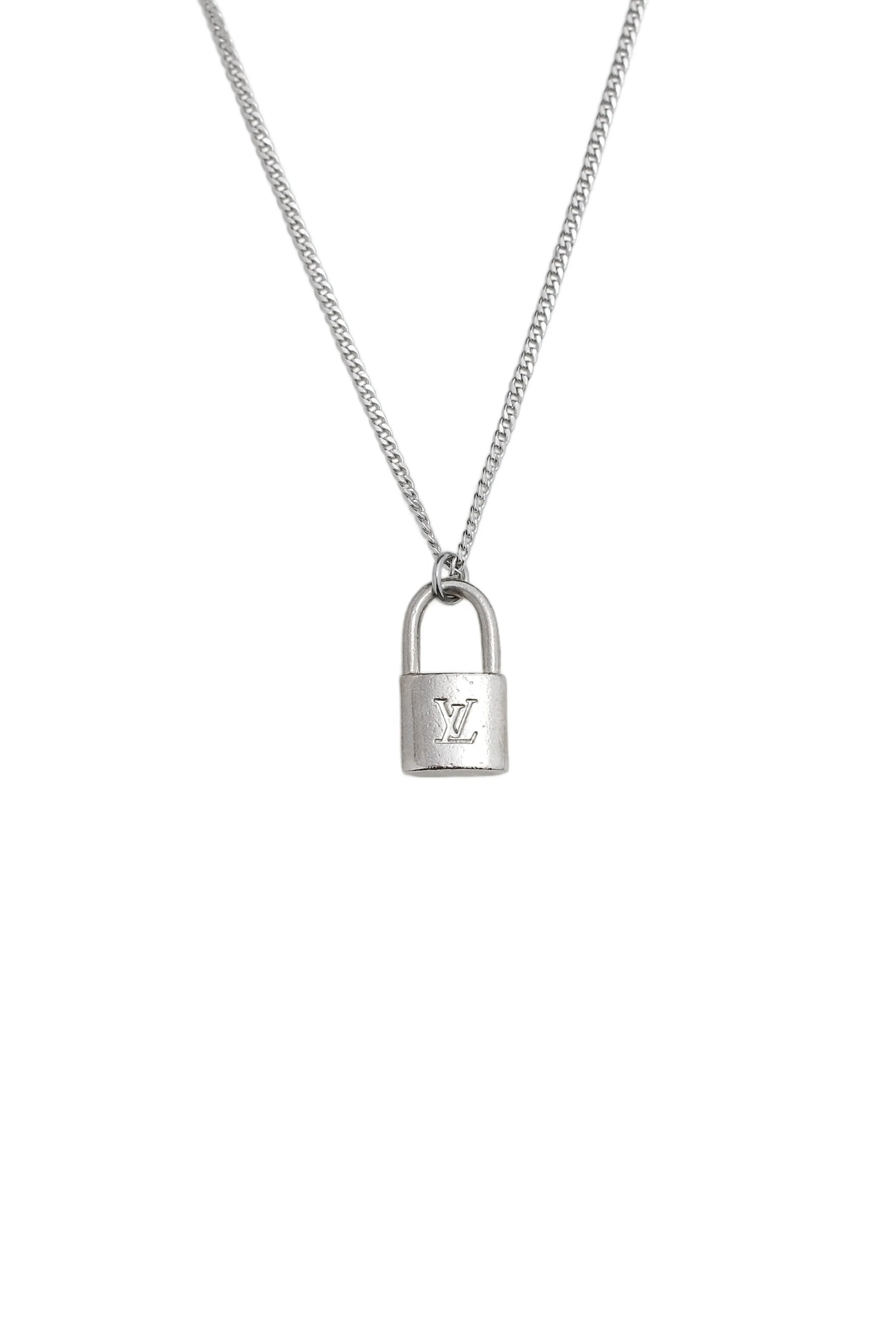 Authentic Louis Vuitton Vintage Silver Mini Lock Necklace