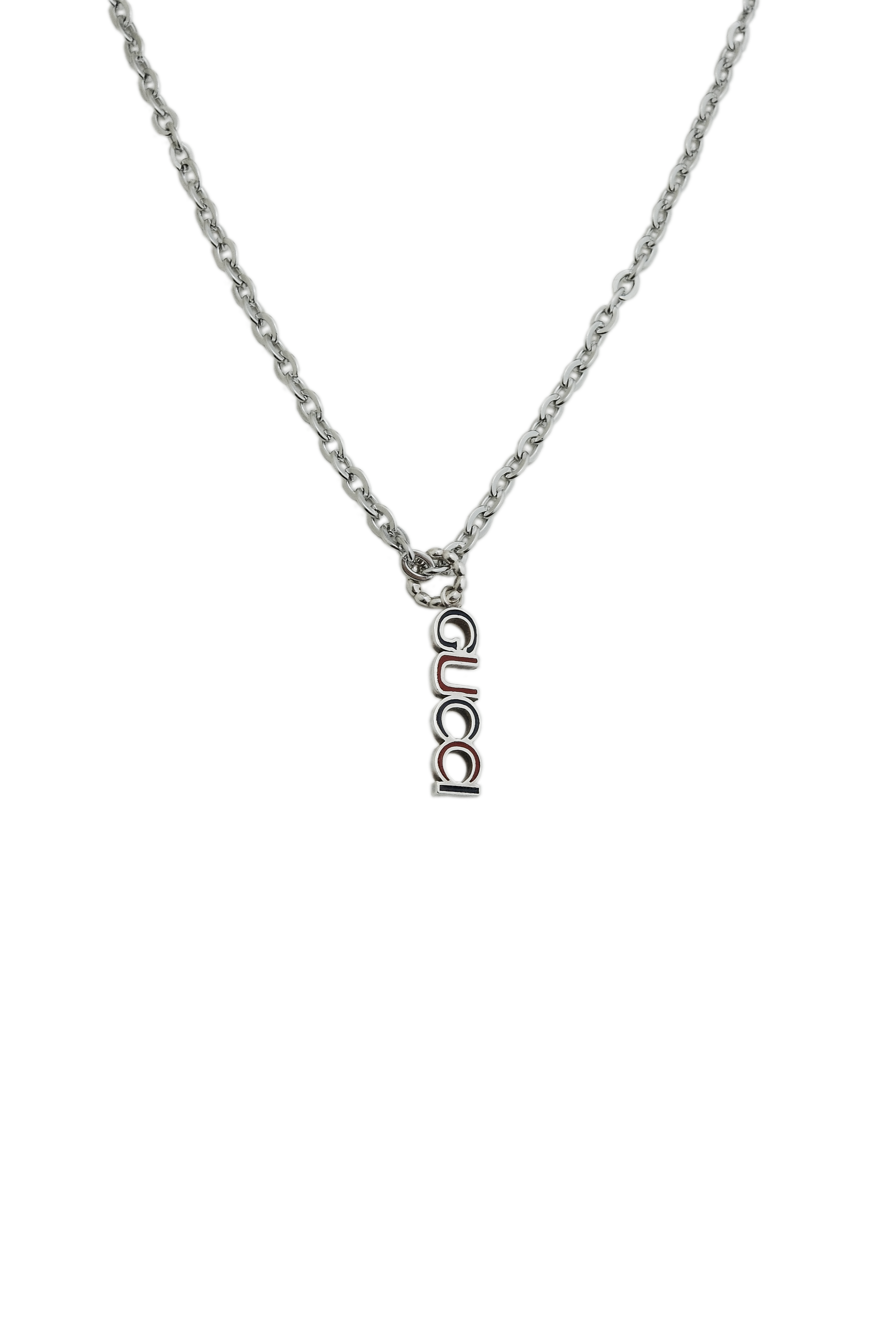 Authentic Vintage Gucci Navy & Red Letter Necklace
