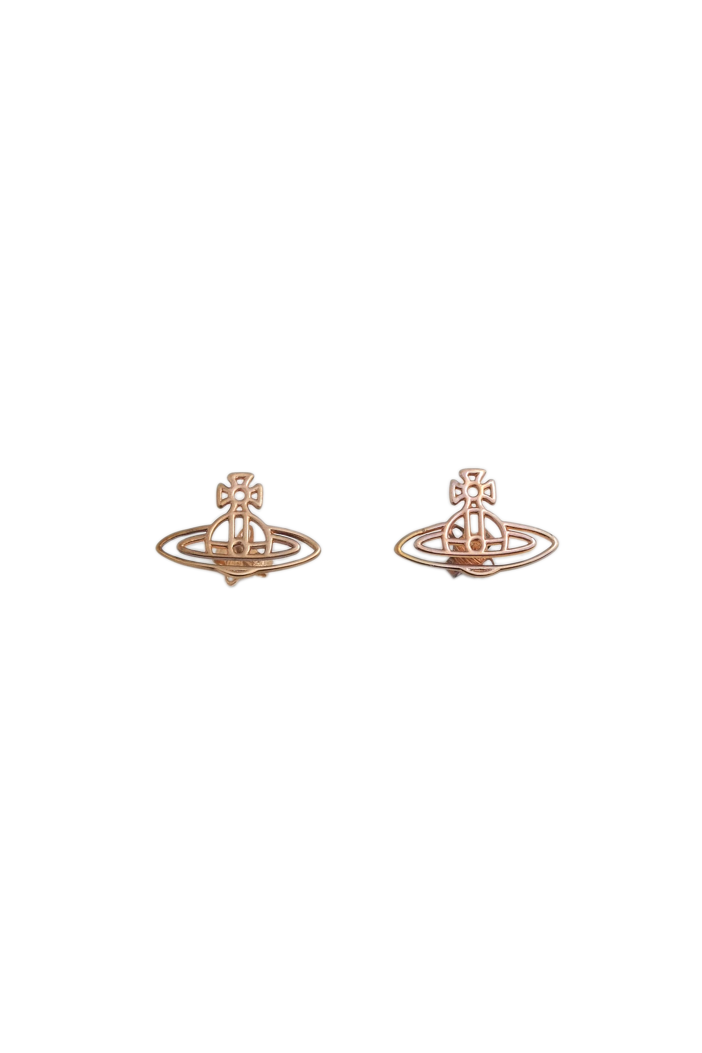 Authentic Vivienne Westwood Vintage Rose Gold Cutout Orb Earrings