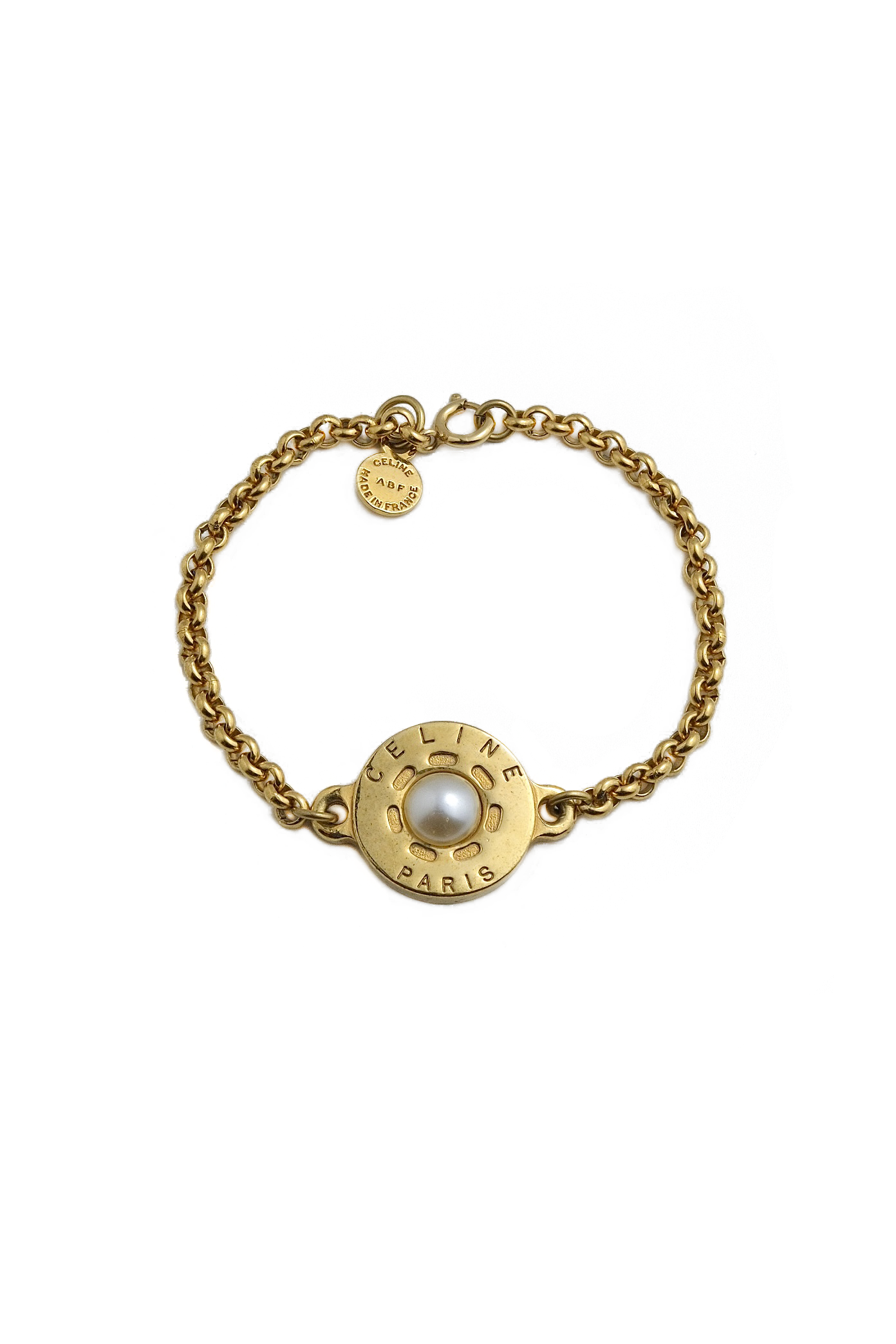 Authentic Celine Vintage Pearl Pendant Bracelet