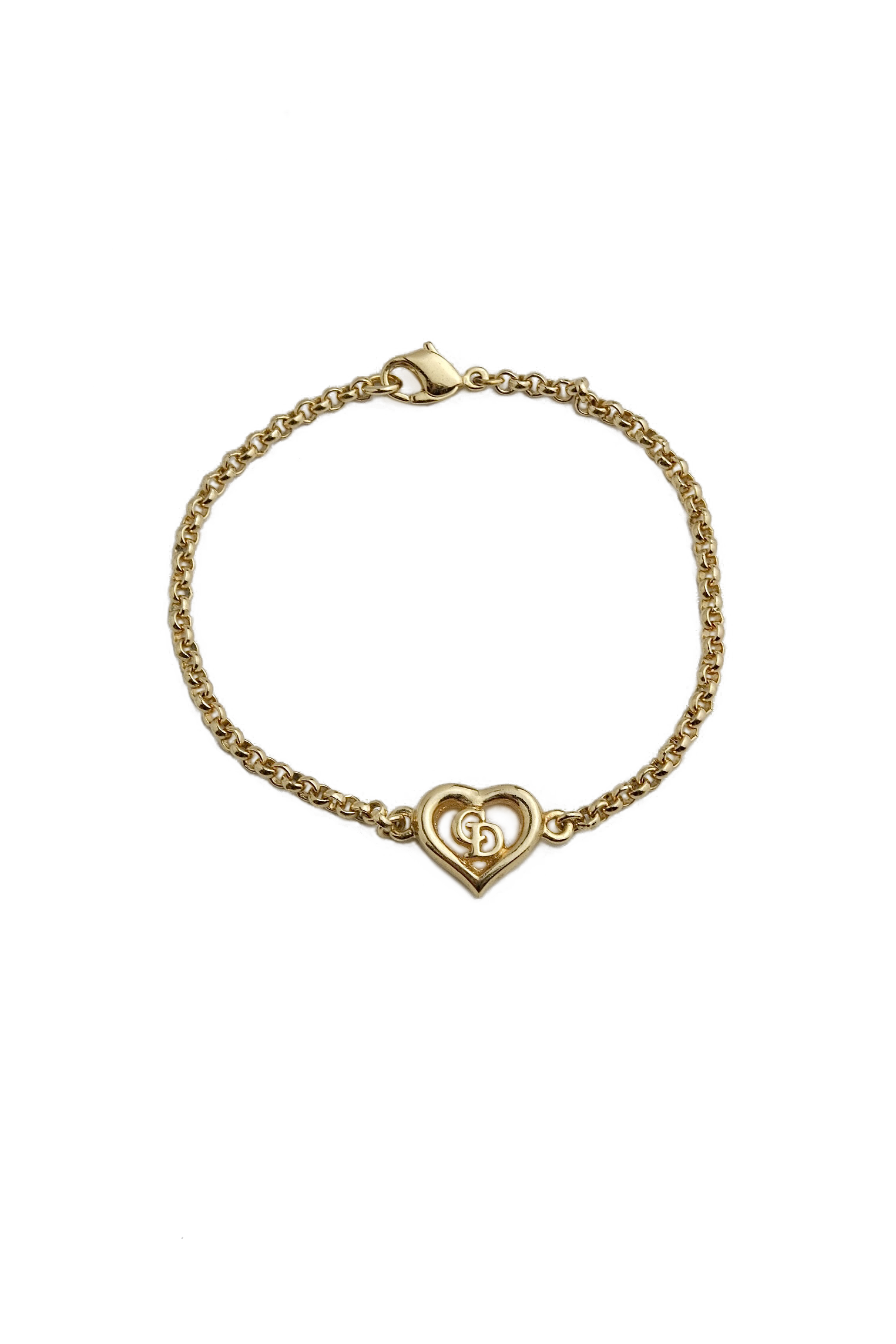 Authentic Dior Vintage Gold CD Heart Bracelet