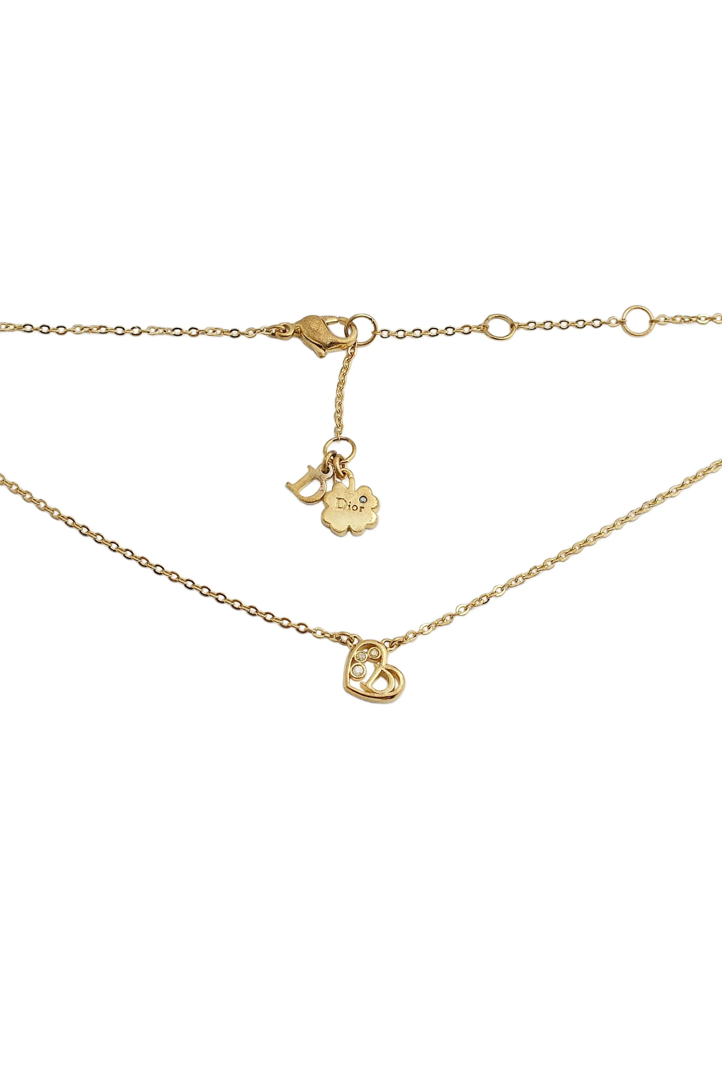 Authentic Dior Vintage Gold Mini Initial Heart Necklace