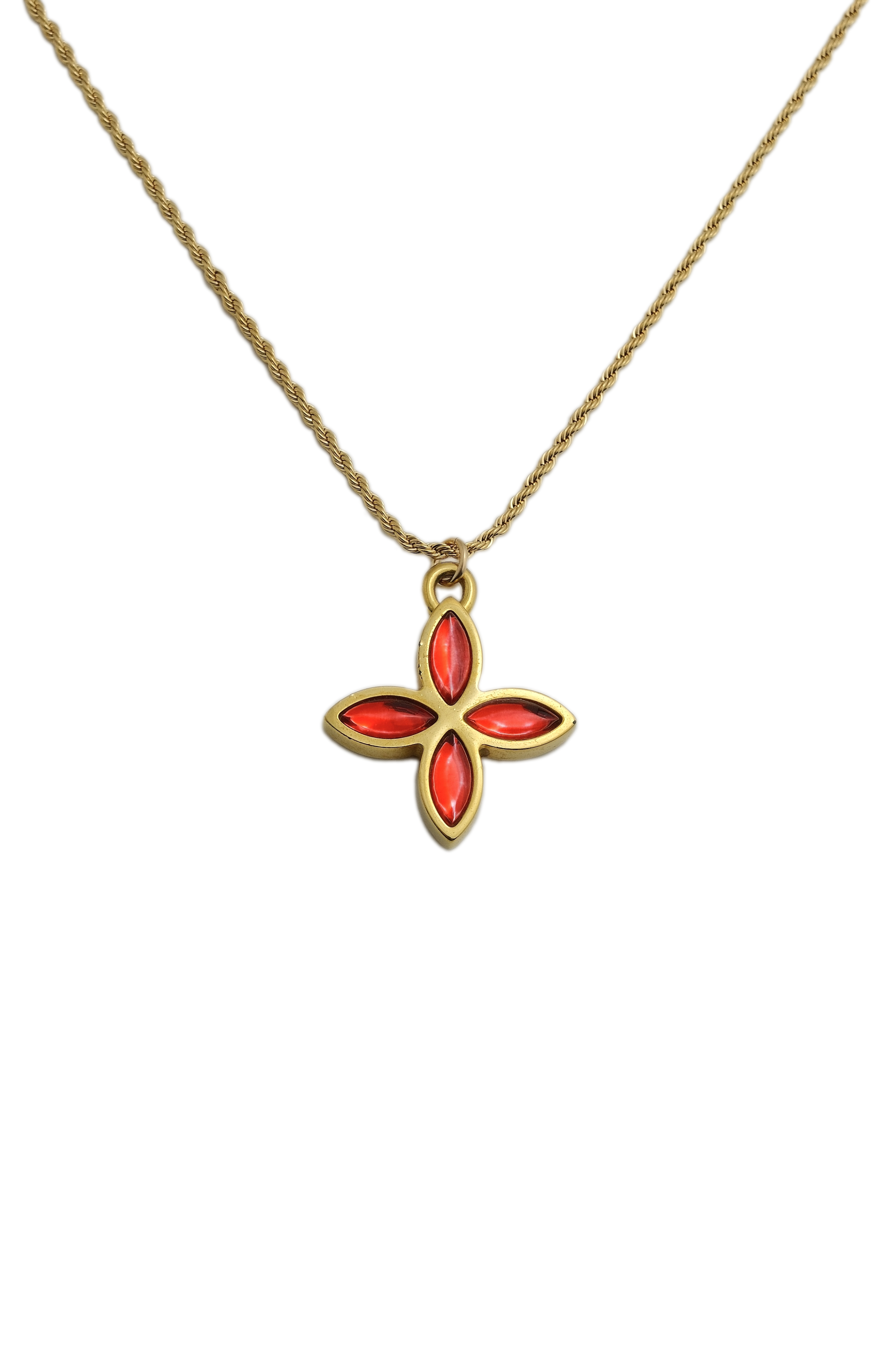 Authentic Louis Vuitton Repurposed Orange Crystal Flower Necklace