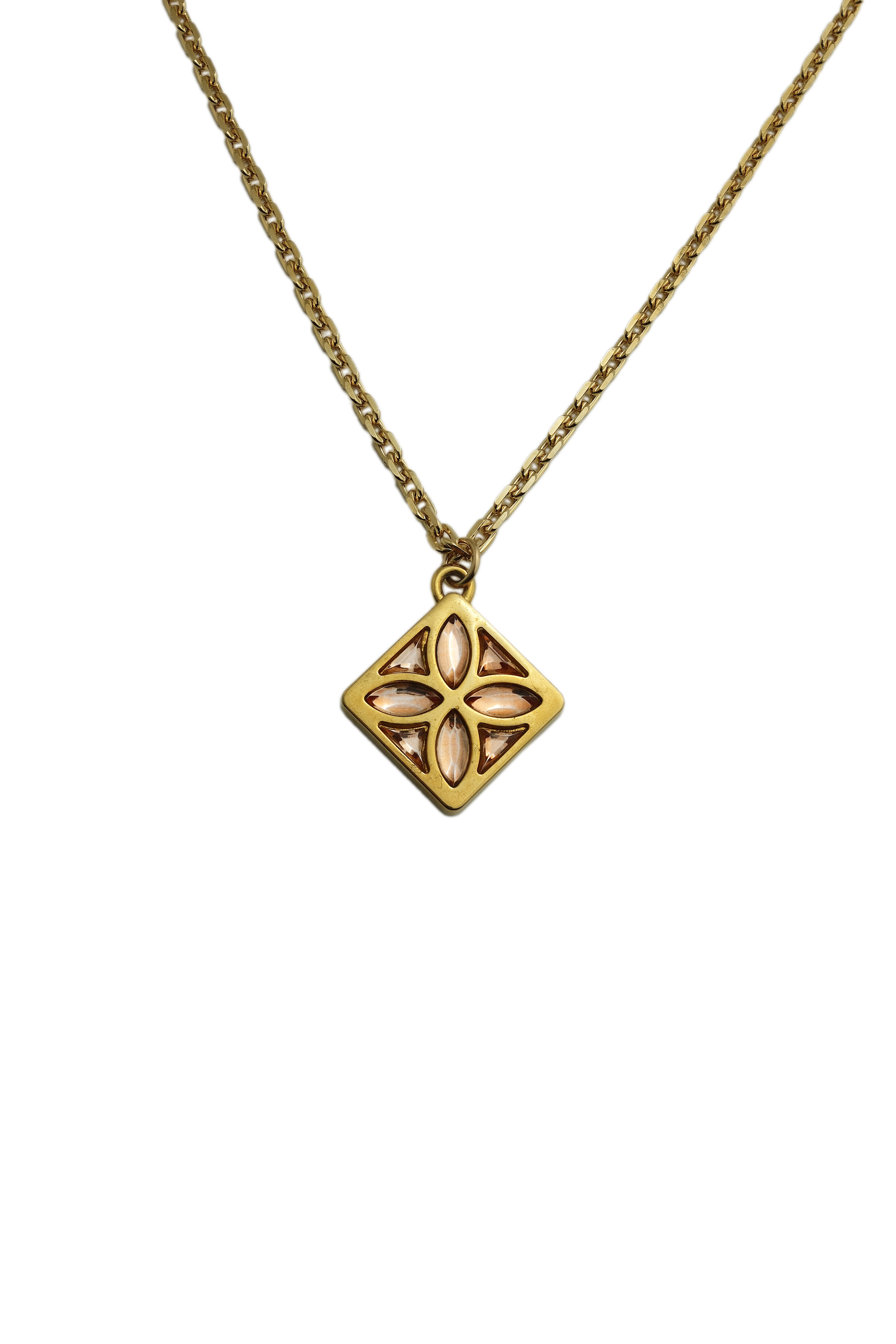 Authentic Louis Vuitton Repurposed Pink Crystal Diamond Pendant Necklace