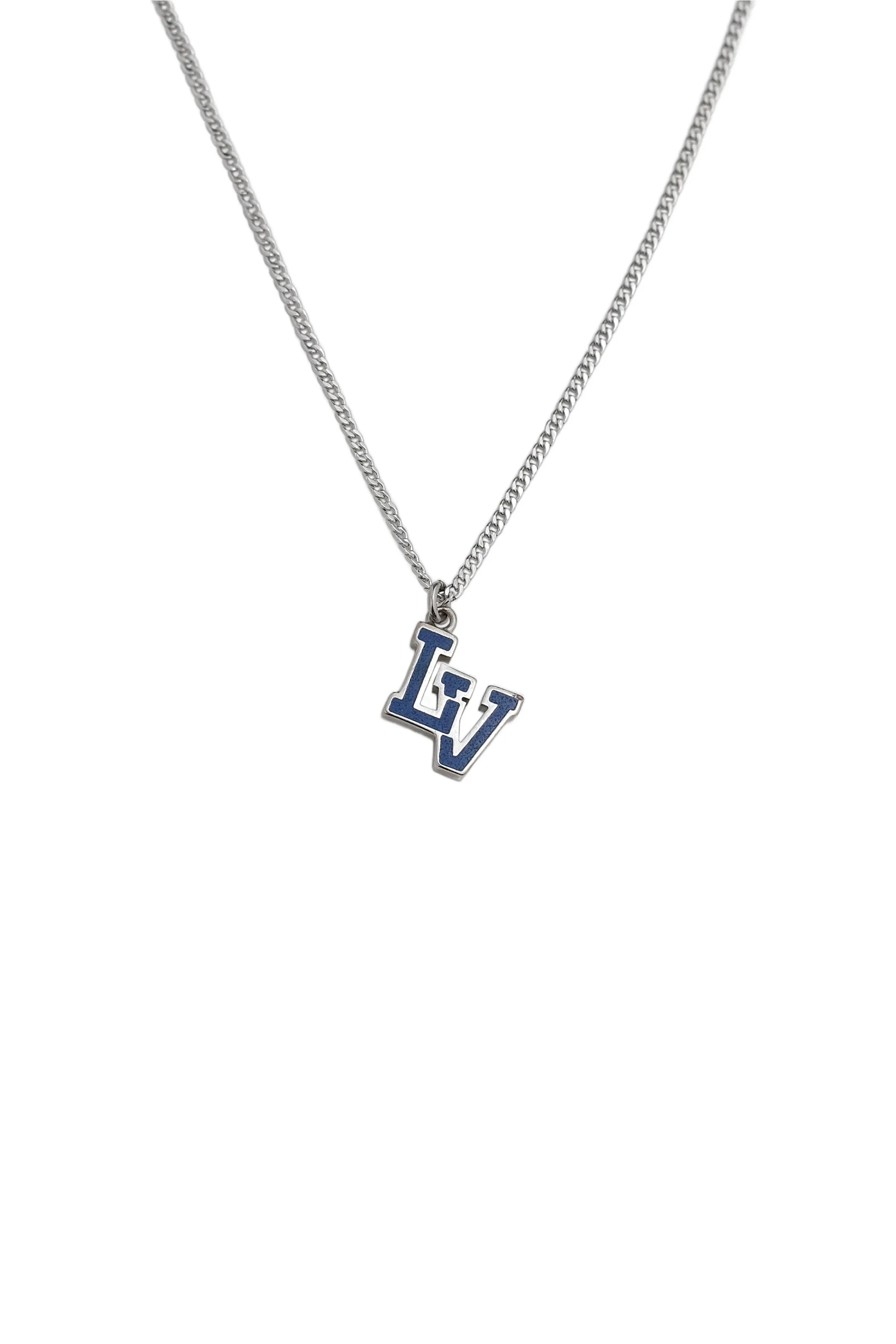 Authentic Louis Vuitton Vintage Blue Logo Necklace