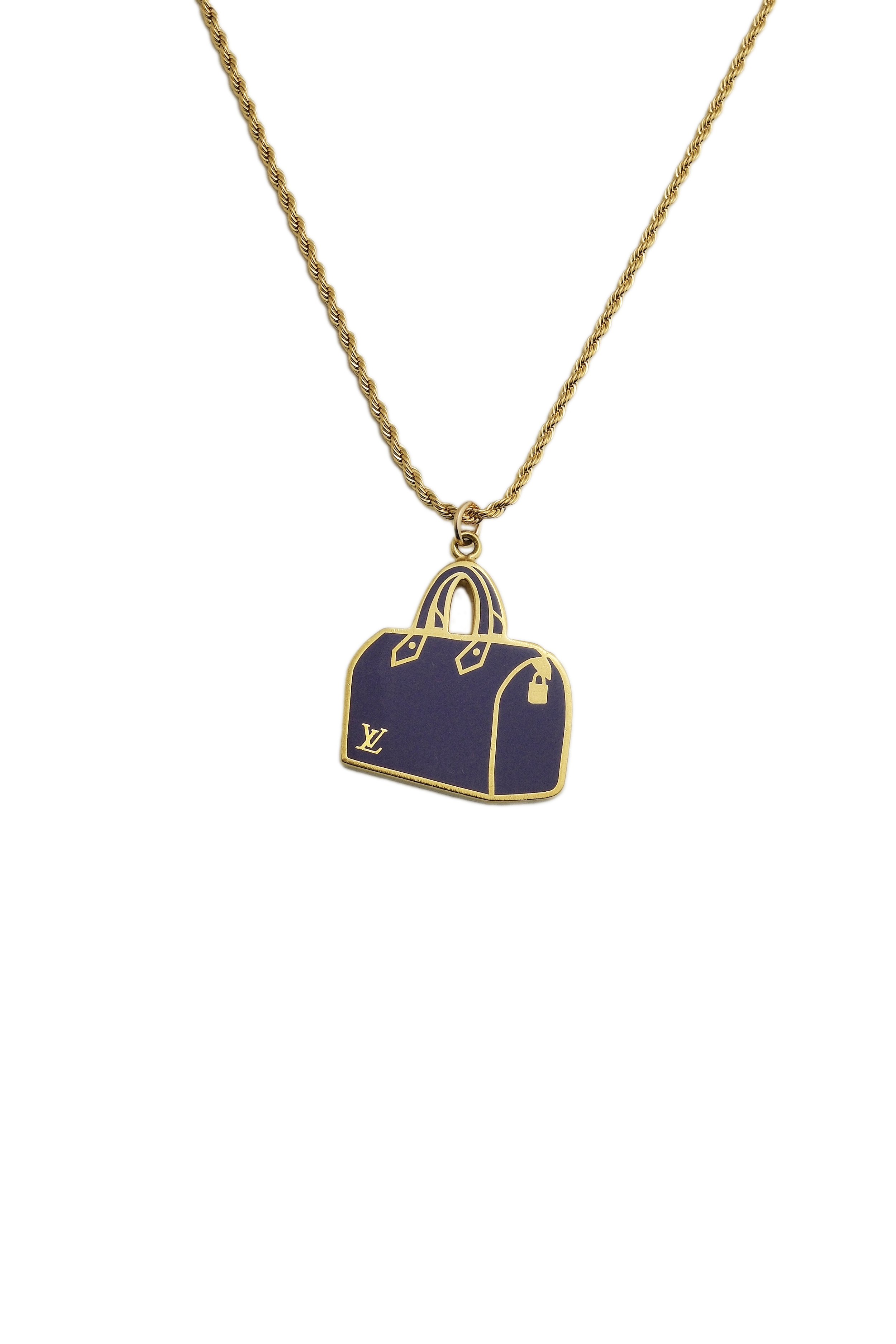 Authentic Louis Vuitton Repurposed Purple Speedy Necklace