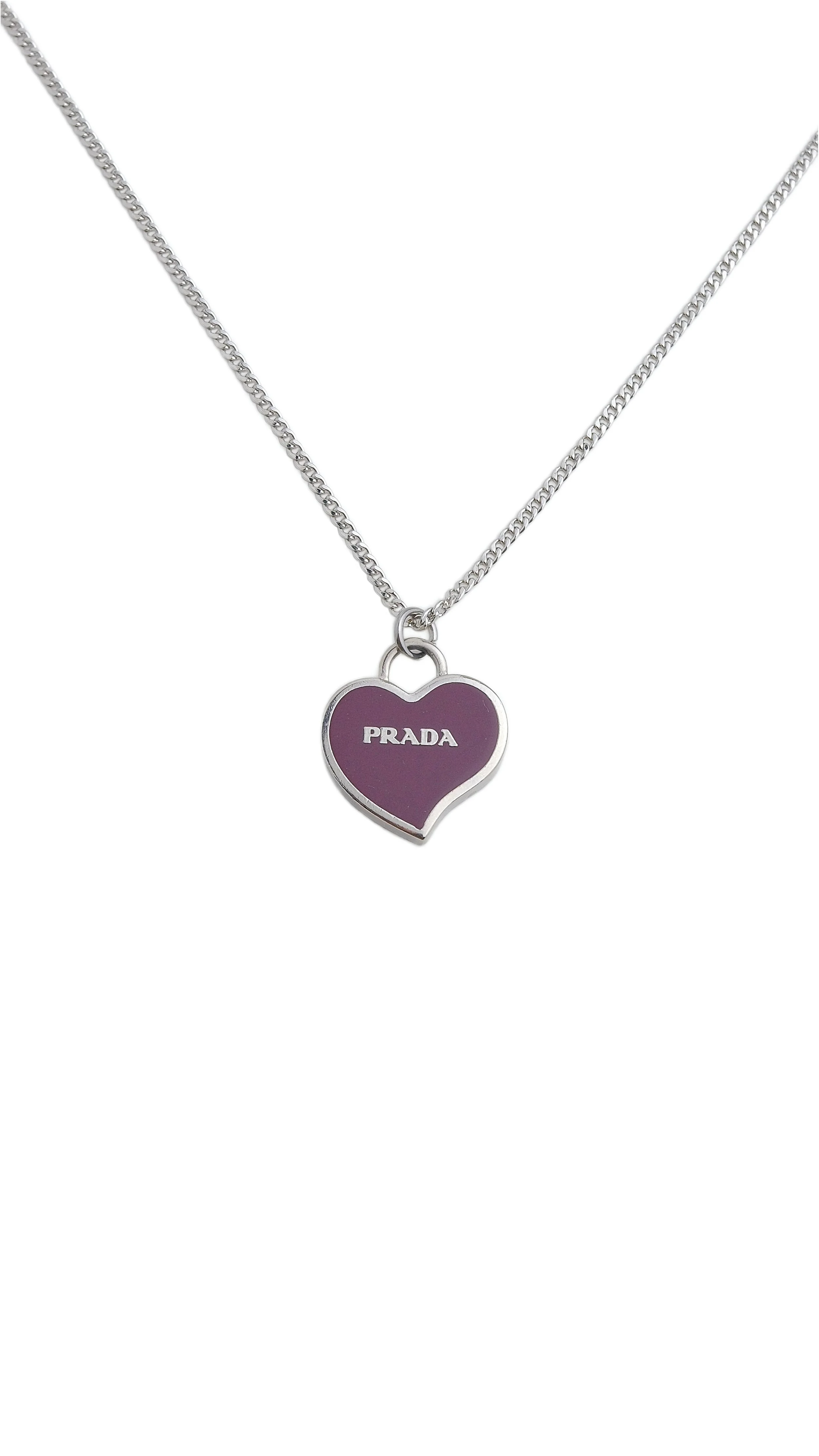 Authentic Prada Vintage Purple Silver Heart Necklace