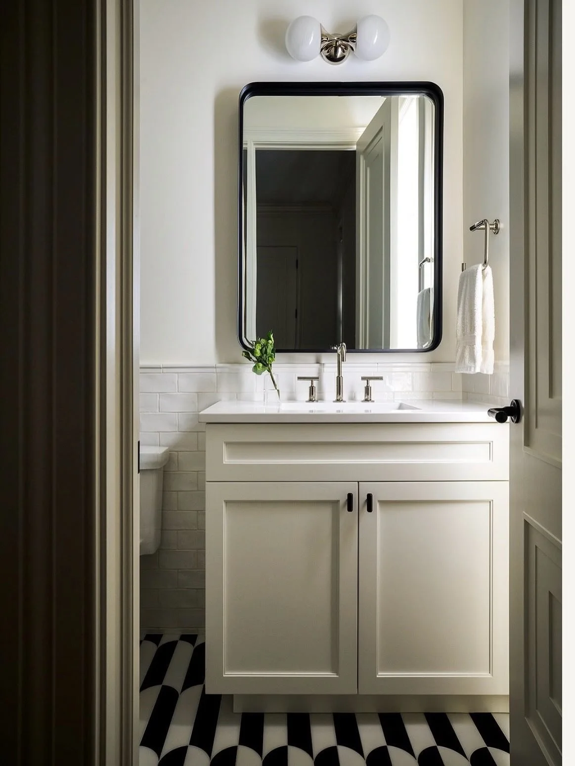 Polished nickel, refined by design. ✨🩶 This collection of bathrooms highlight the understated impact of polished nickel, where a soft, luminous sheen creates a clean, tailored feel. When selecting finishes, think longevity&mdash;polished nickel offe