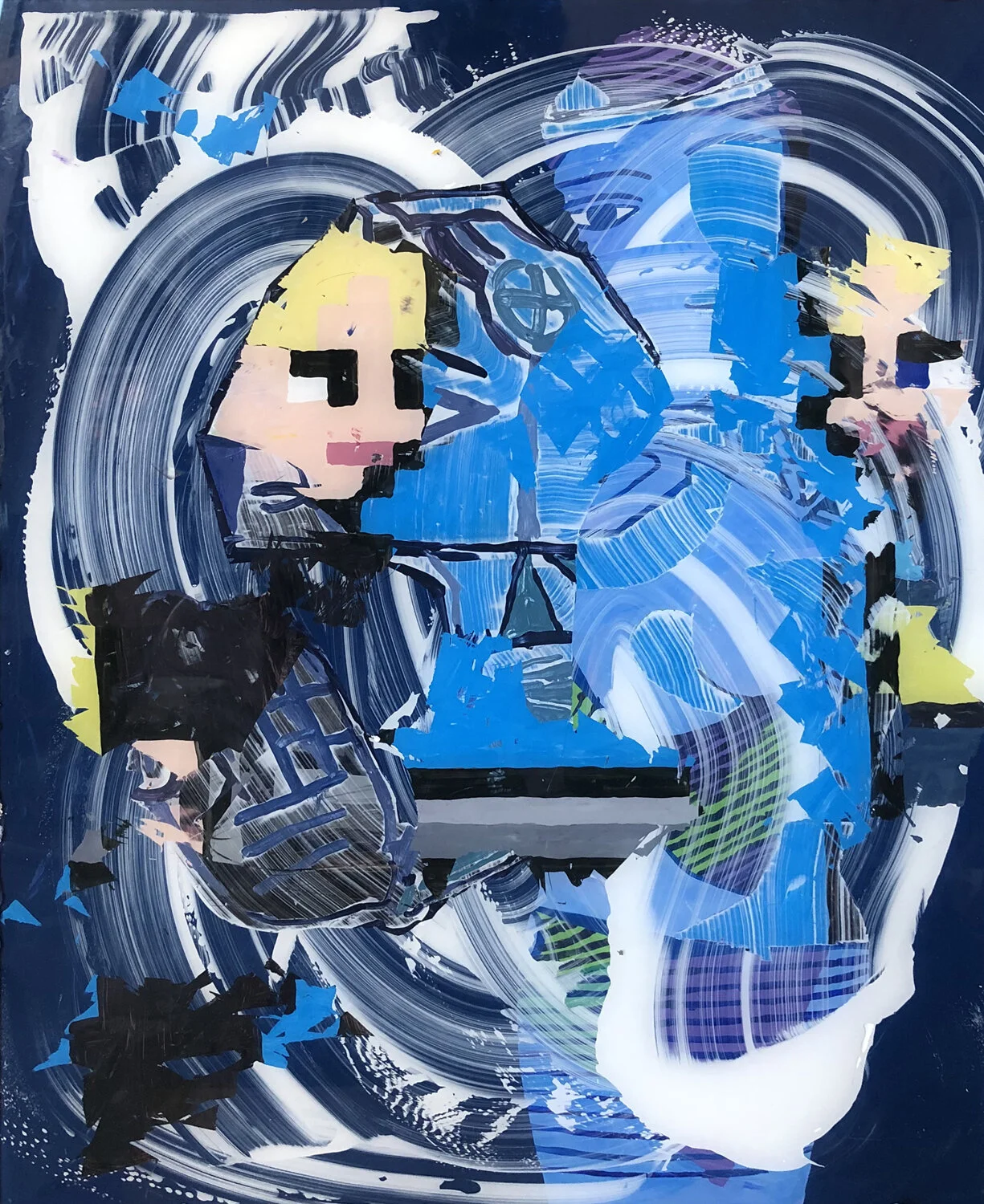 Doppler; Doppelgänger, 2020, Acrylic on Plexiglass, 18” x 24” 