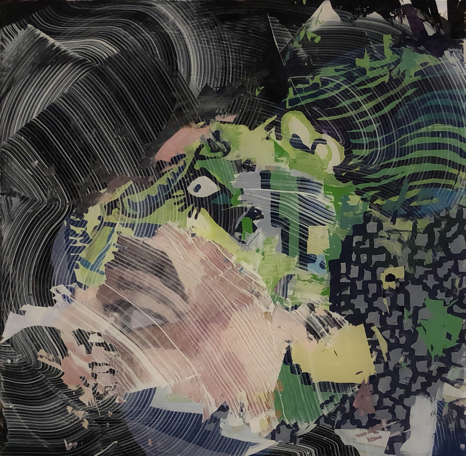 Masks, 2021, Acrylic on Plexiglass, 12” x 12”