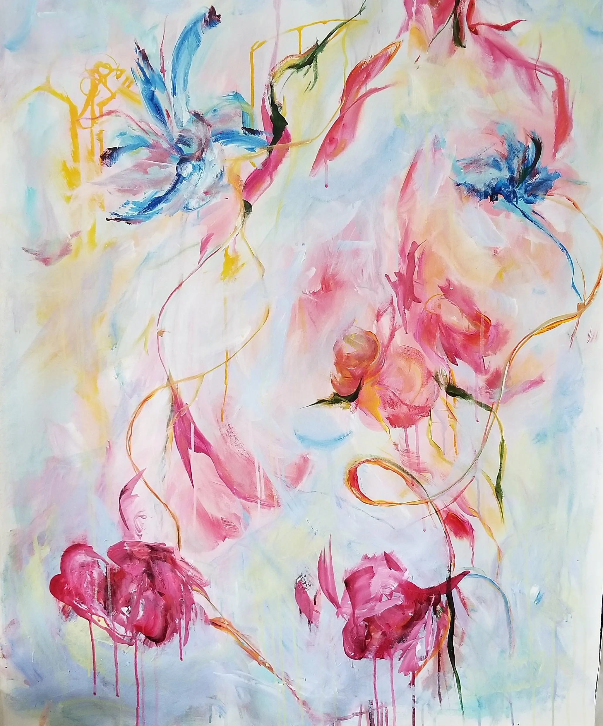 AESOOK BAE, DANCING FLOWERS 03, ACRYLIC, 40”X 40”, 2022
