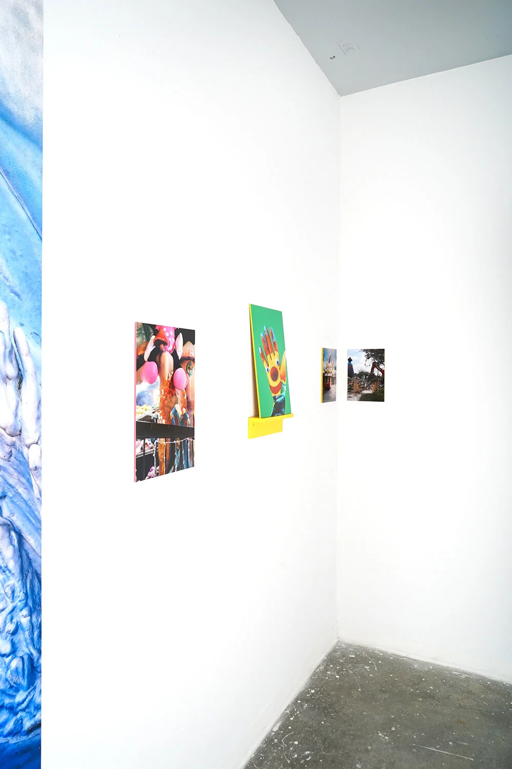 Documentation A Wish Stays With You exhibition, installation: vinyl photograph, photograph mounted on acrylic, wooden shelf, 2021