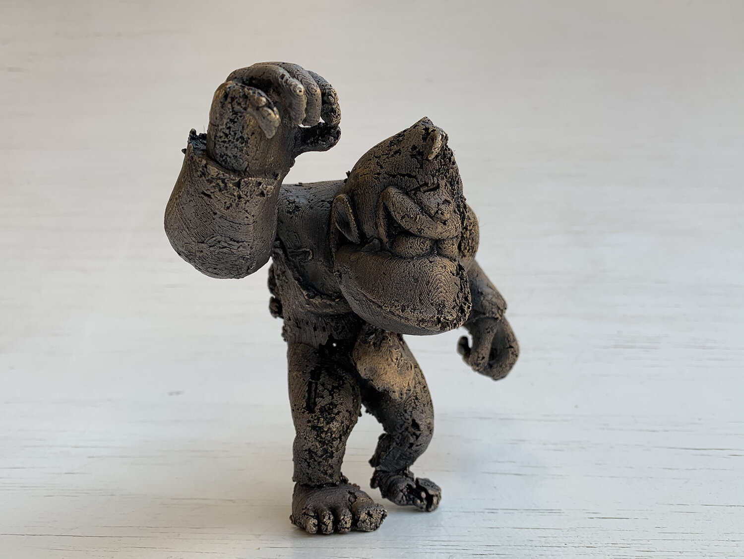 ELIZABETH TSUI, FIFTH YEAR, JUMPMAN? I DON’T FEEL SO GOOD… , BRONZE, 5” X 6.5” X 6.5", 2021 - Illustrating the rapid evolution of video games, this sculpture contains traces of both new and archaic technology through its materiality. By committing th
