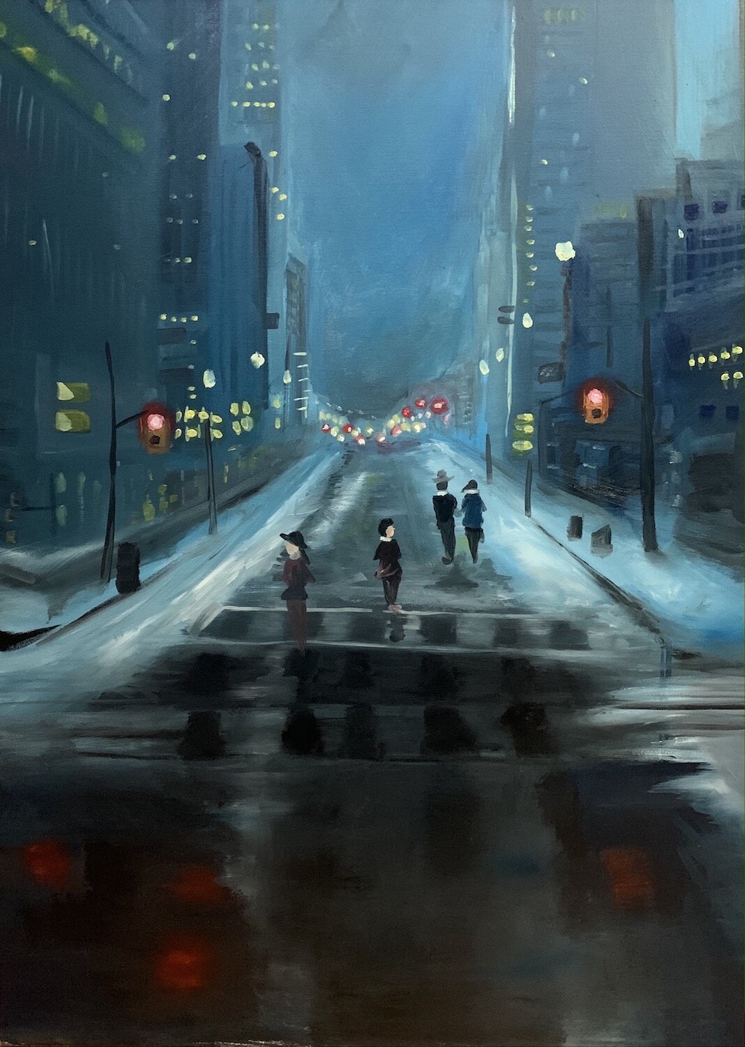 CALVIN PHAM, 3RD YEAR, MOVING THROUGH, ACRYLIC ON CANVAS, 24” X 36”, 2021