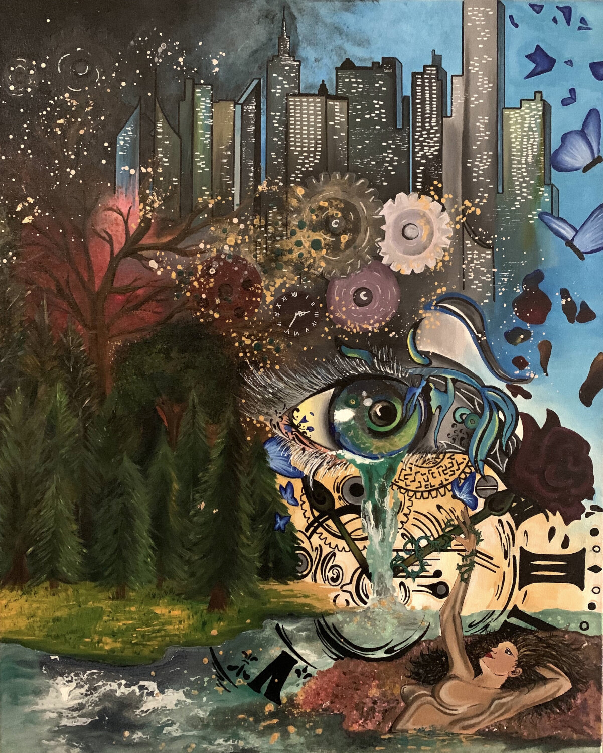 JESSICA ROMEO, 4TH YEAR, STORIED EARTH, ACRYLIC AND MIXED MEDIA, 24” X 30”, 2020