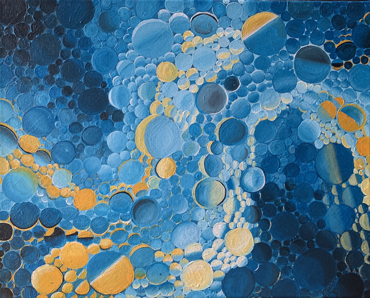 JESSICA ROMEO, 4TH YEAR, IMMISCIBLE GLOOM, ACRYLIC AND GLOSS GEL, 16” X 20”, 2020