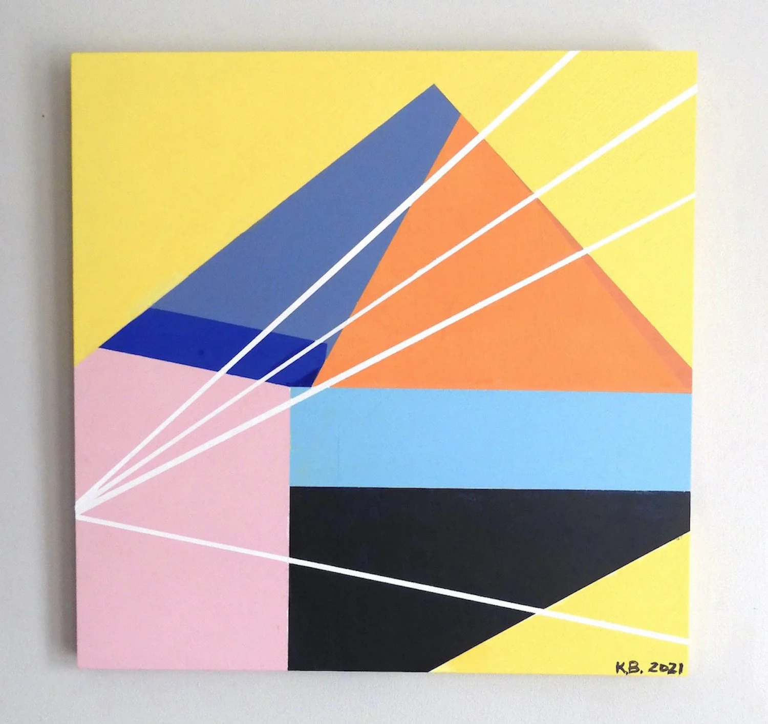 Karolina_Baker: “Living room study 1”, March 2021, 18”x18”, Acrylic on wood