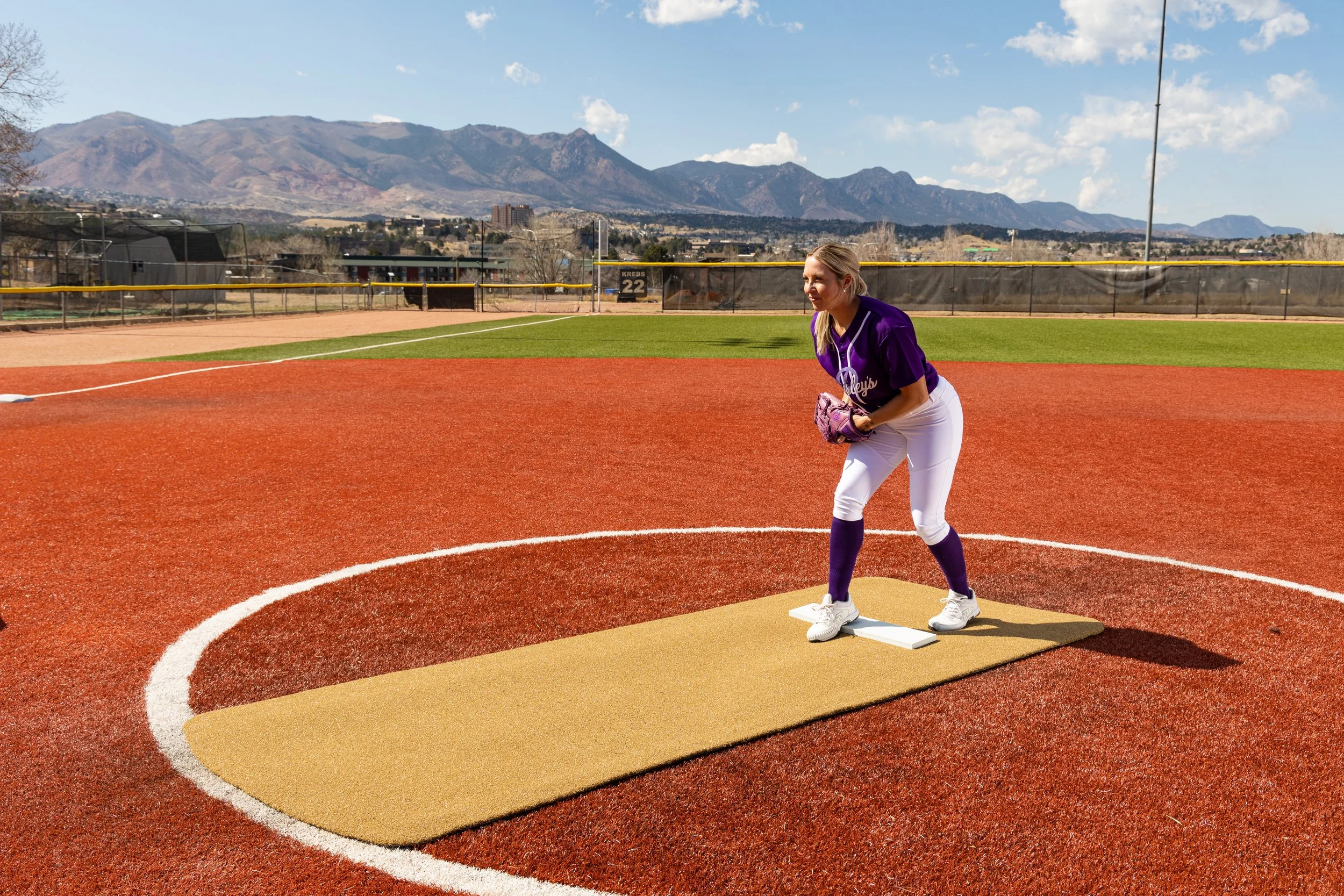 Sturdy Outdoor Softball Spiked Pitching Mat Portolite