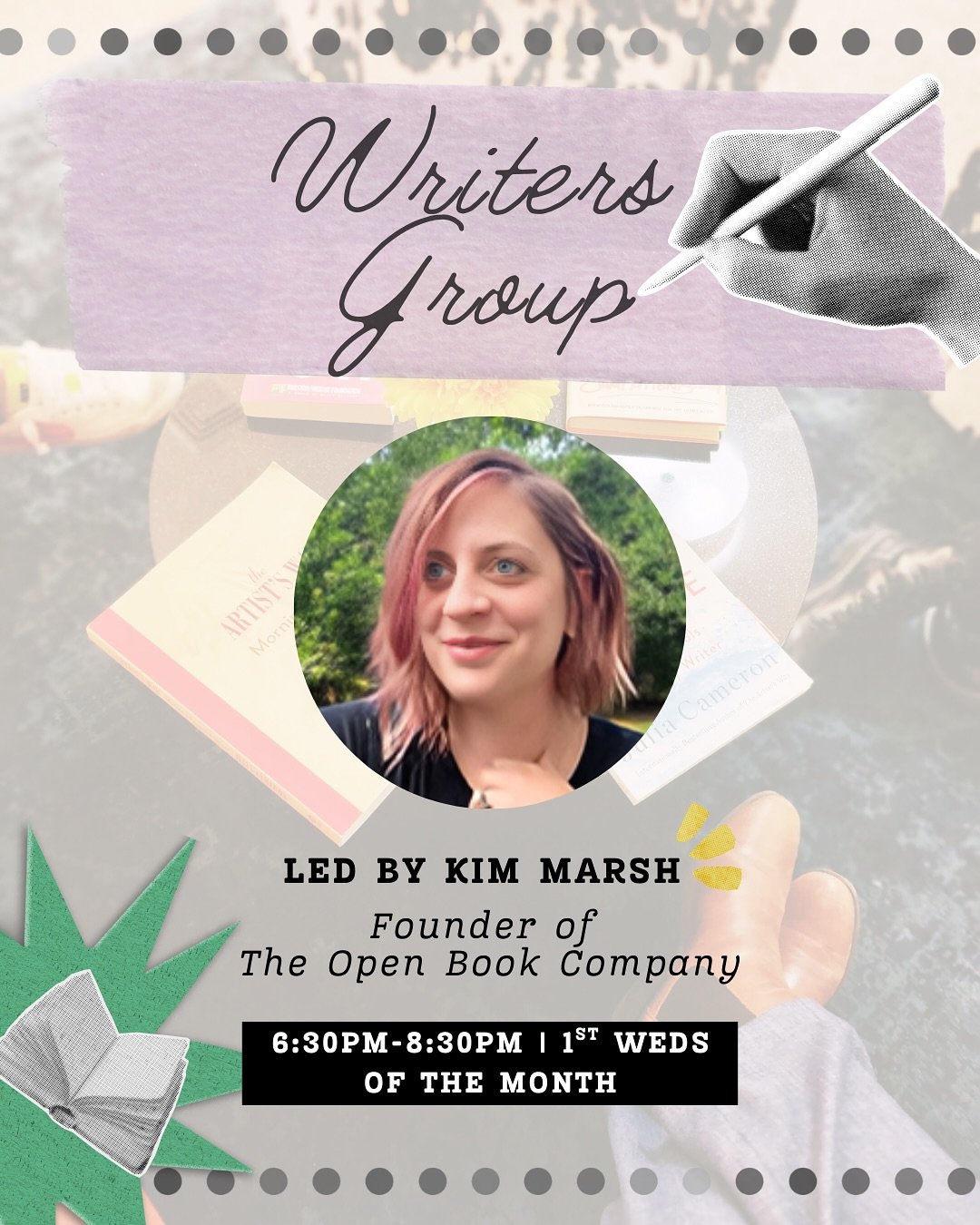 Ready to flex those writing muscles? Join us at Creative+ for dedicated time to hone your craft in our Writers Group! ✍️
-
Led by Kim Marsh—editor, writing coach, and founder of The Open Book Company—this monthly session is all about supp