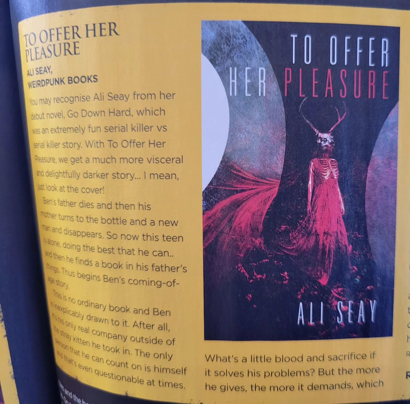 Ali Seay's To Offer Her Pleasure got a recent review in Scream Magazine!