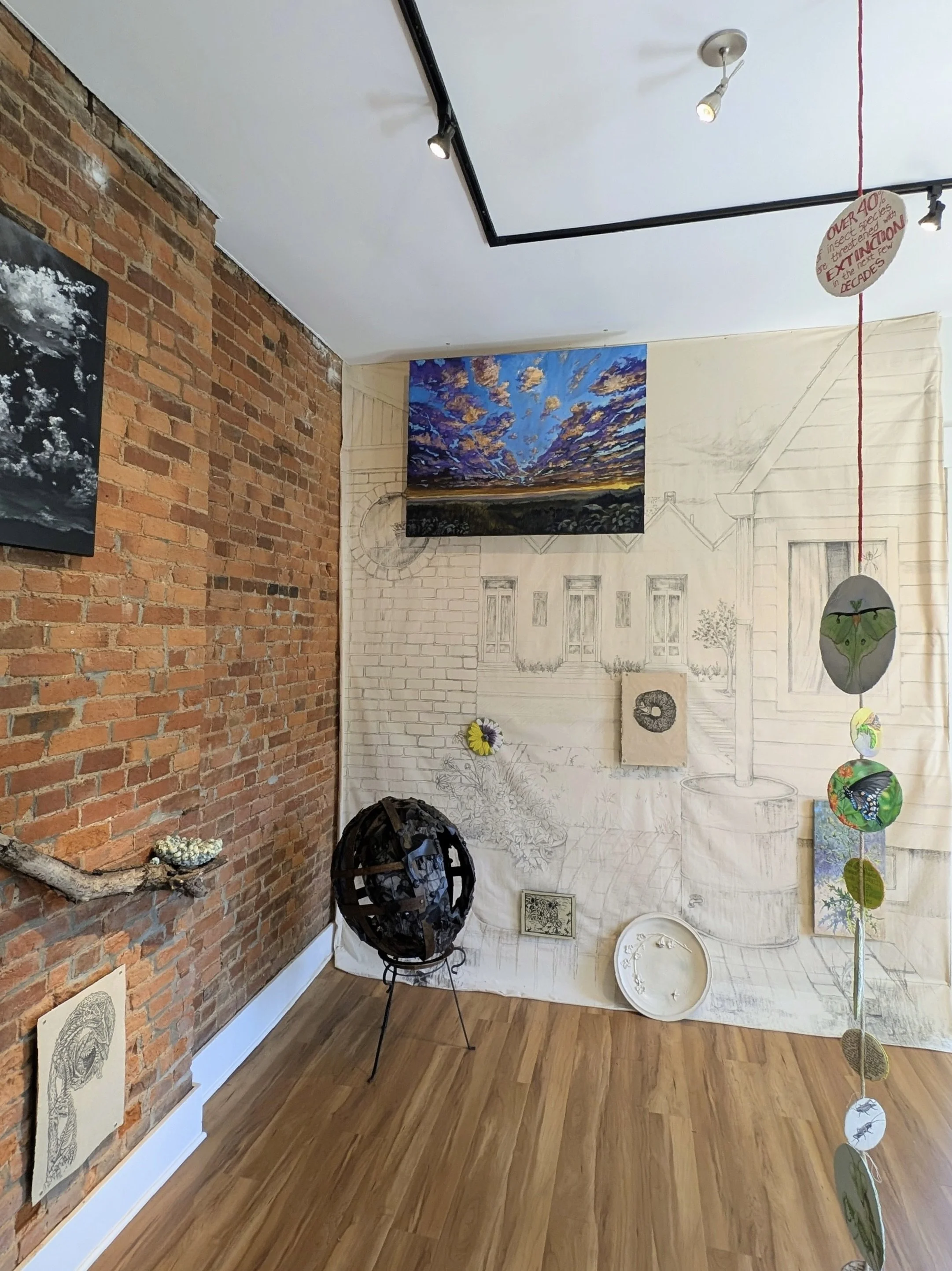 Installation view of WITH INSECTS WE SHARE THE SAME LIGHT. Photo via Clare Hirn.