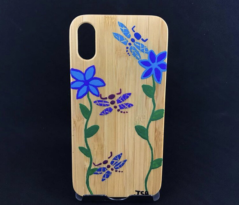 Hand painted dragonfly phone case