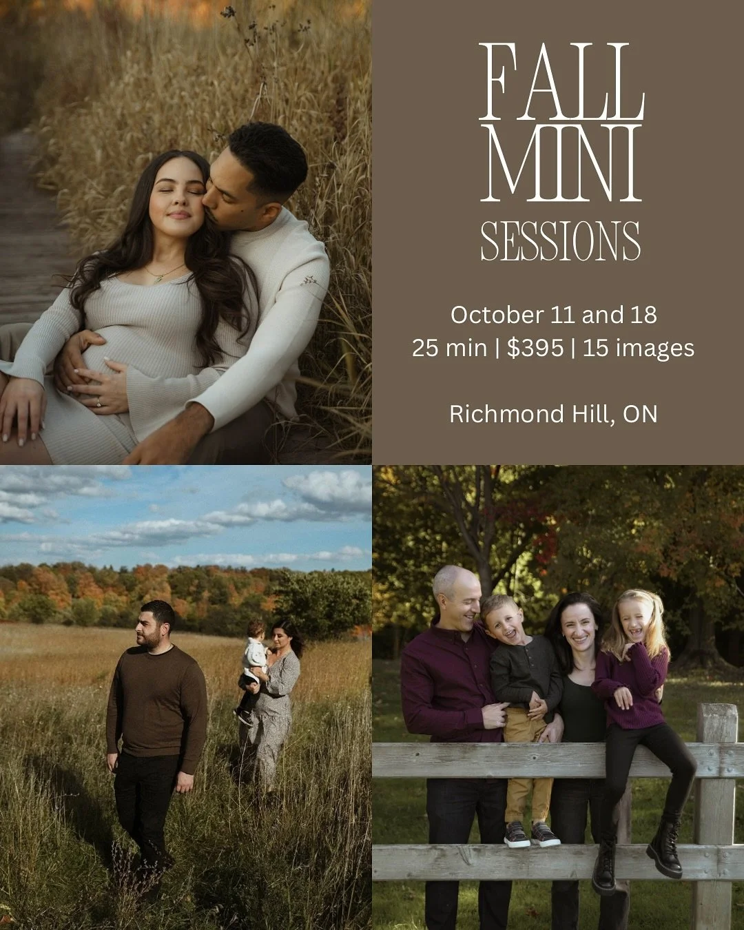 Fall always flies by 🍂 
If photos keep slipping off your to-do list, my Fall Minis are the perfect way to capture those little moments&mdash;quick, easy, and stress-free. 

The Details:

Dates: October 11 and October 18

Location: A park in Richmond